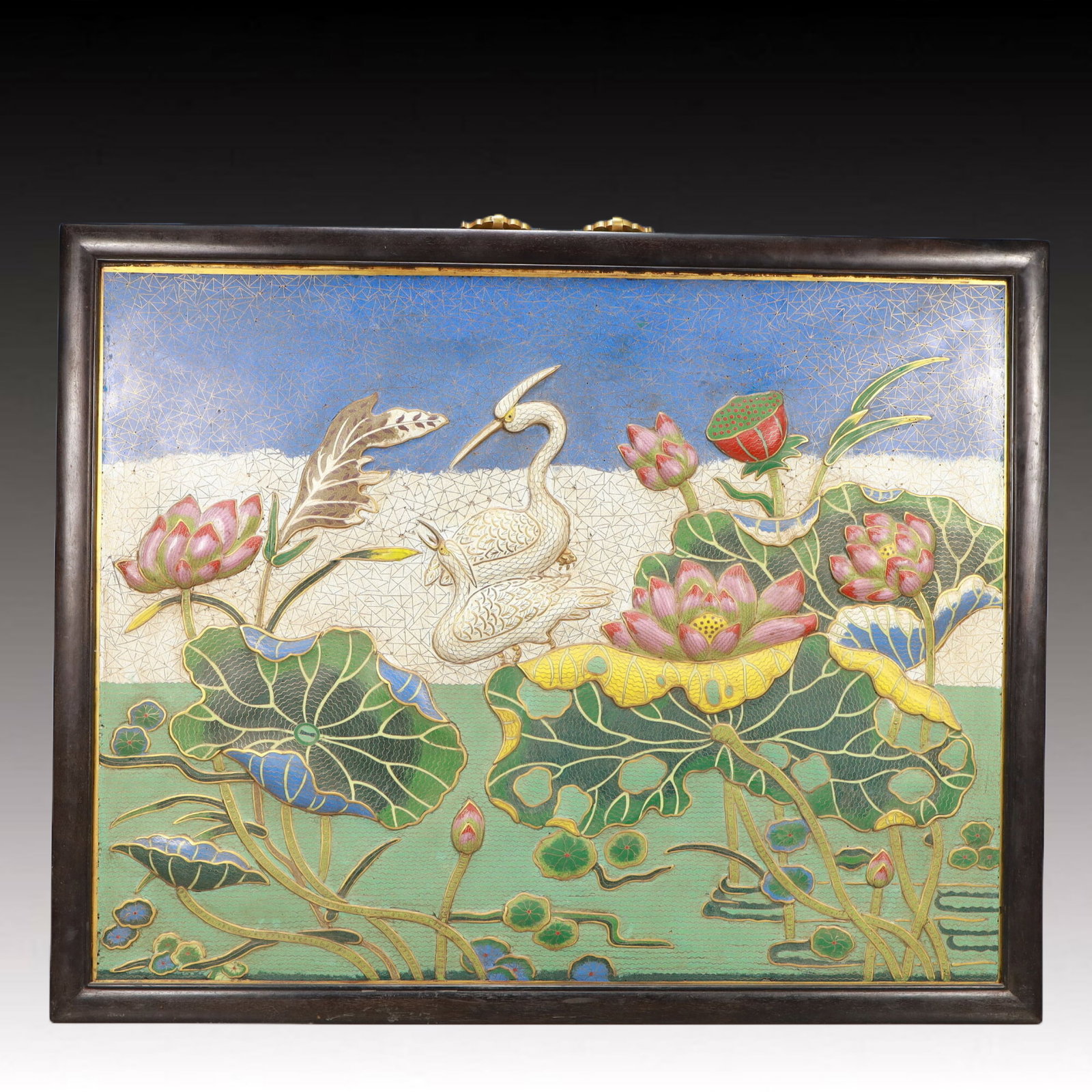 A Huge Cloisonne Flower and Bird Pattern Hanging Panel (1 of 6)