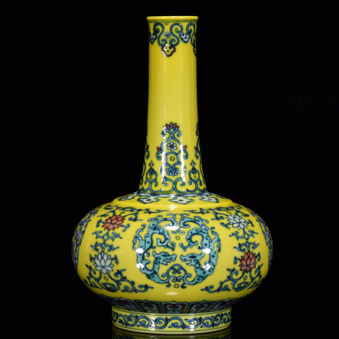 An Exquisite Yellow Glazed Doucai Lotus and Dragon Pattern Vase (1 of 9)