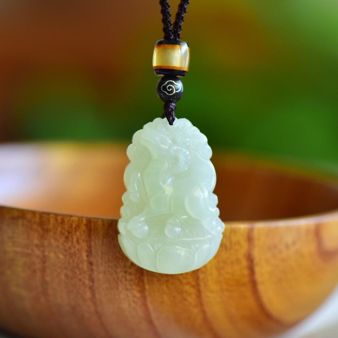 An Exquisite Greenish Jade Sheep Pattern Pendant (1 of 5)