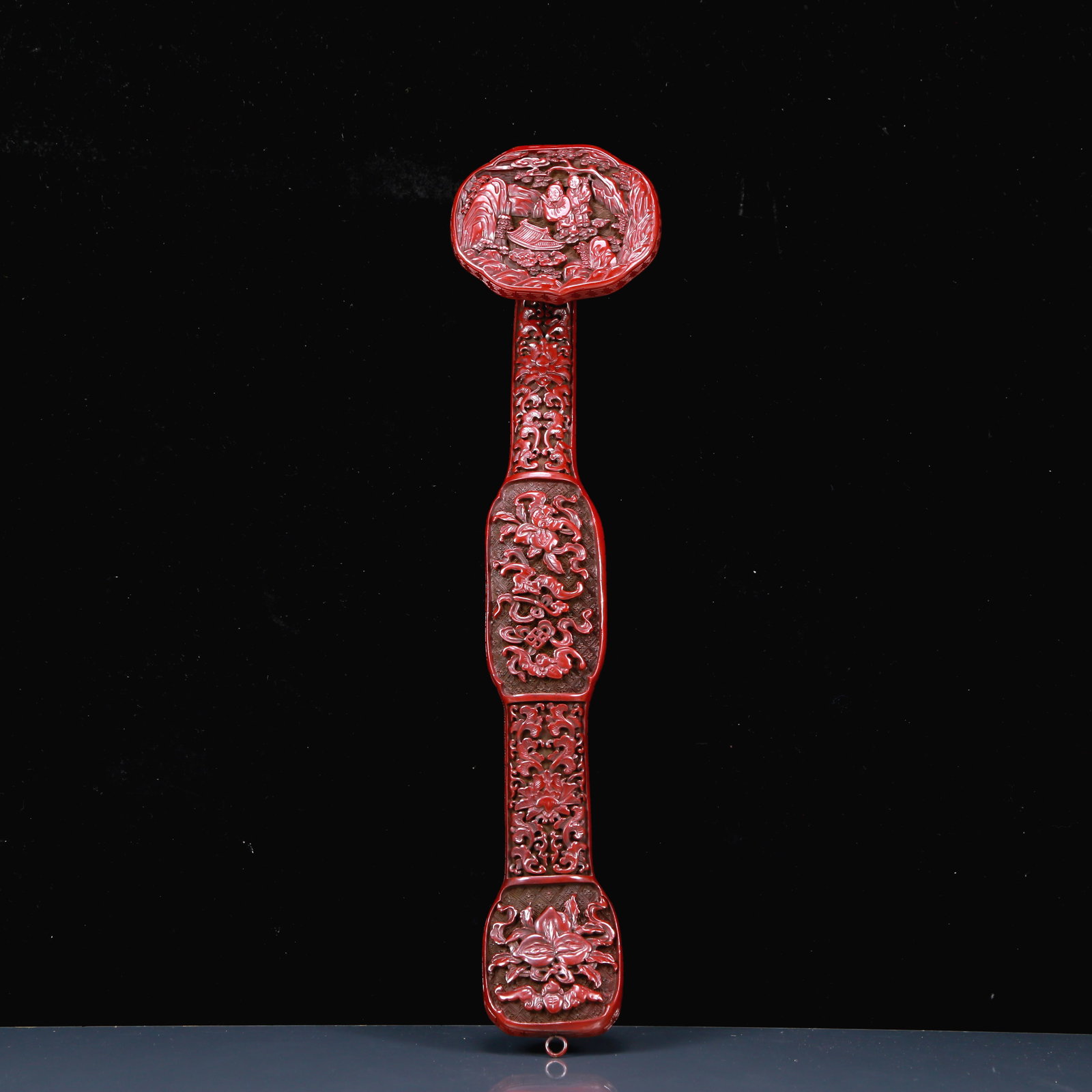 An Exquisite Carved Red Lacquer Figure Pattern Ruyi (1 of 8)