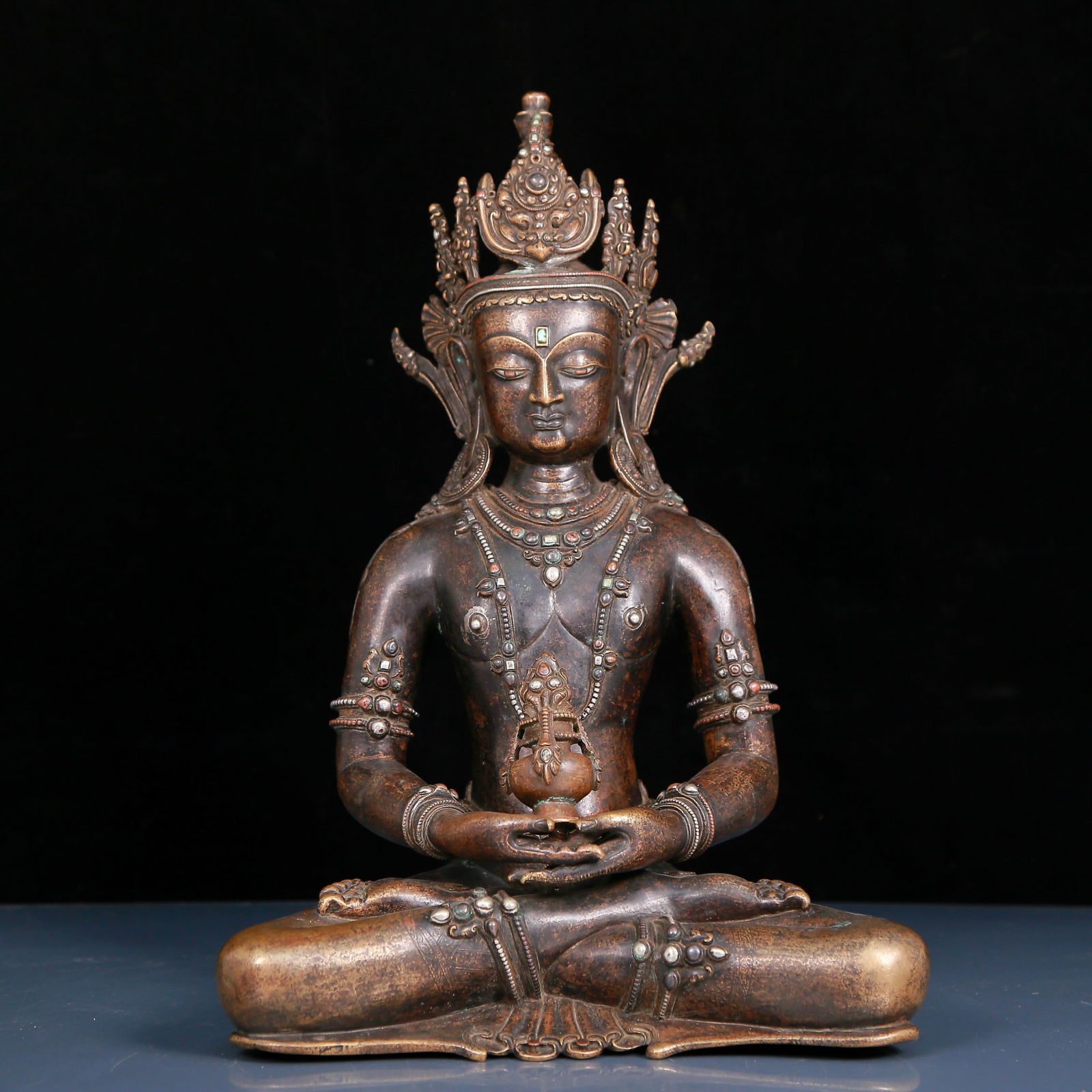 A Brilliant Alloy Copper Silver-Inlaid Figure Of Amitayus (1 of 11)