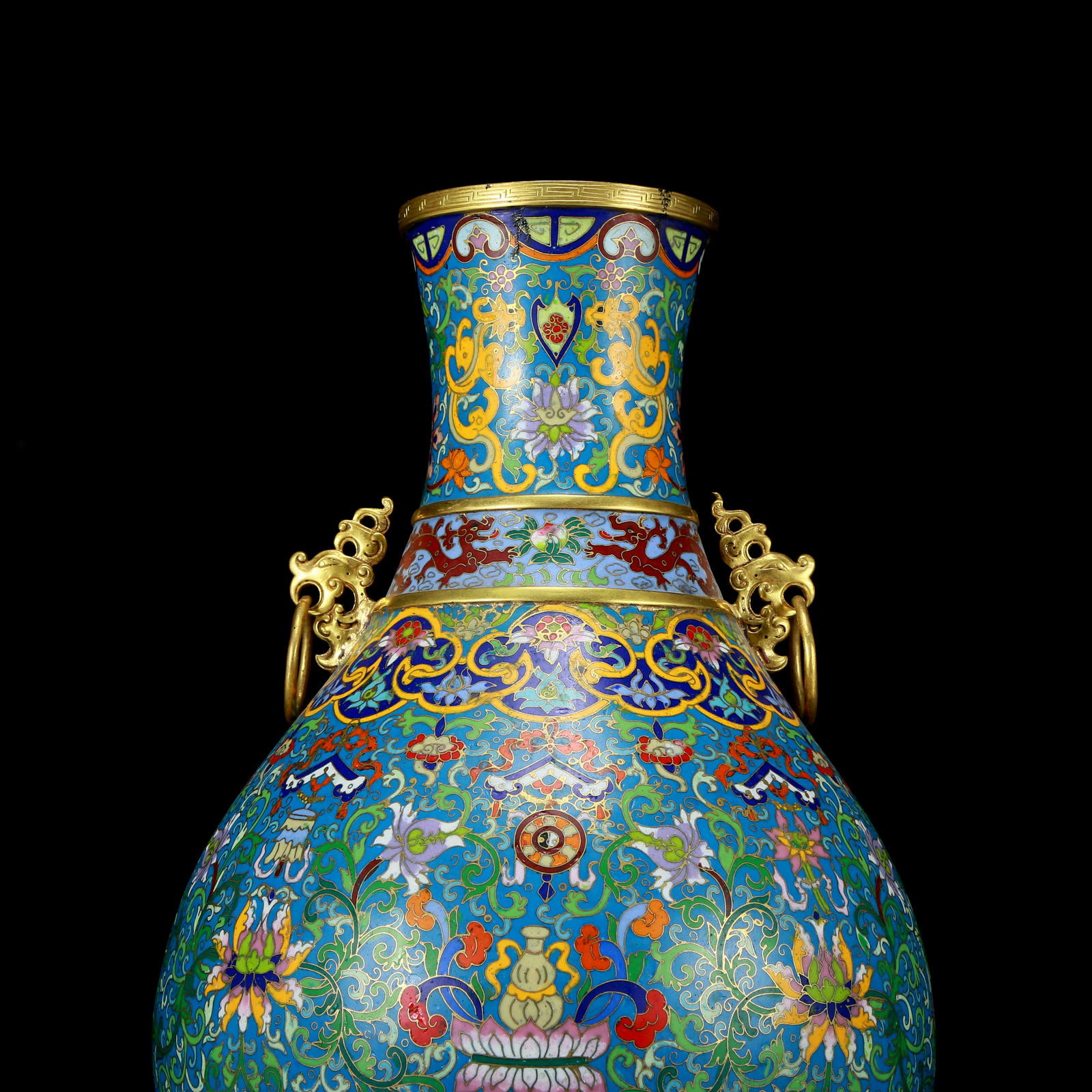 A perfect cloisonne lotus pattern amphora - 2