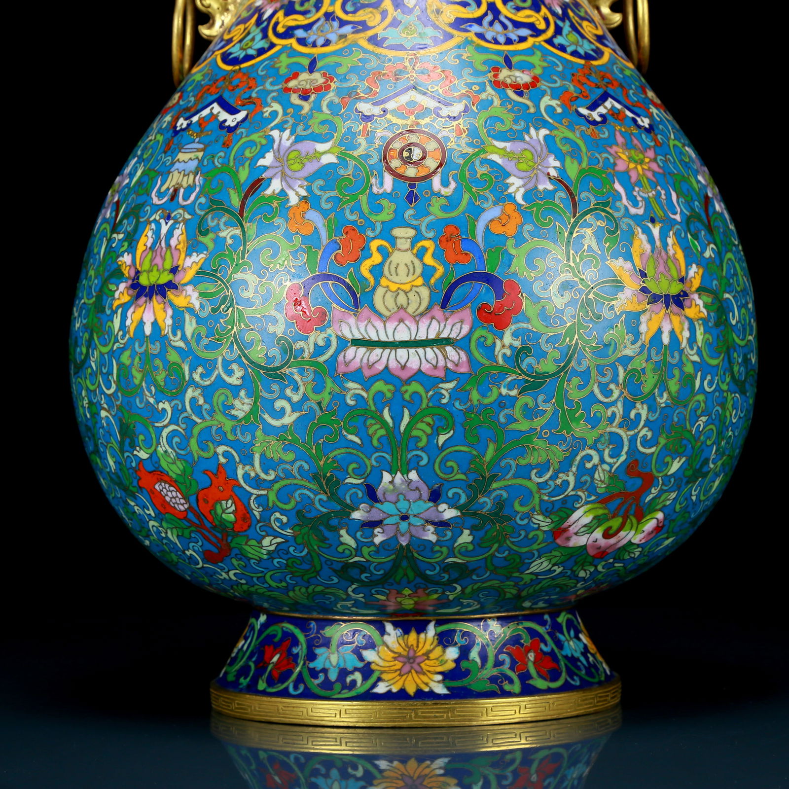 A perfect cloisonne lotus pattern amphora - 3