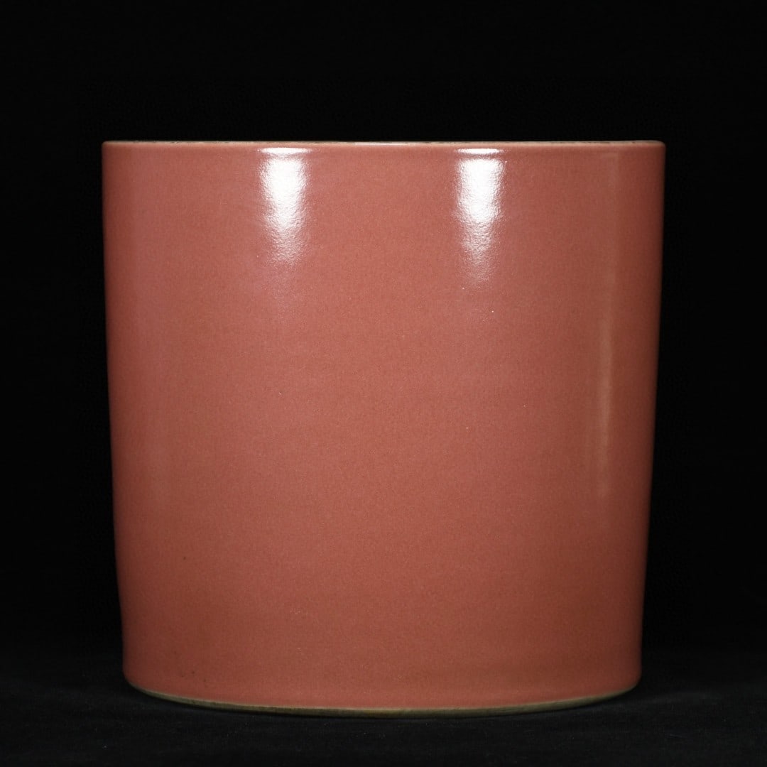 An Exquisite Coral Red Glazed Brush Pot (1 of 9)