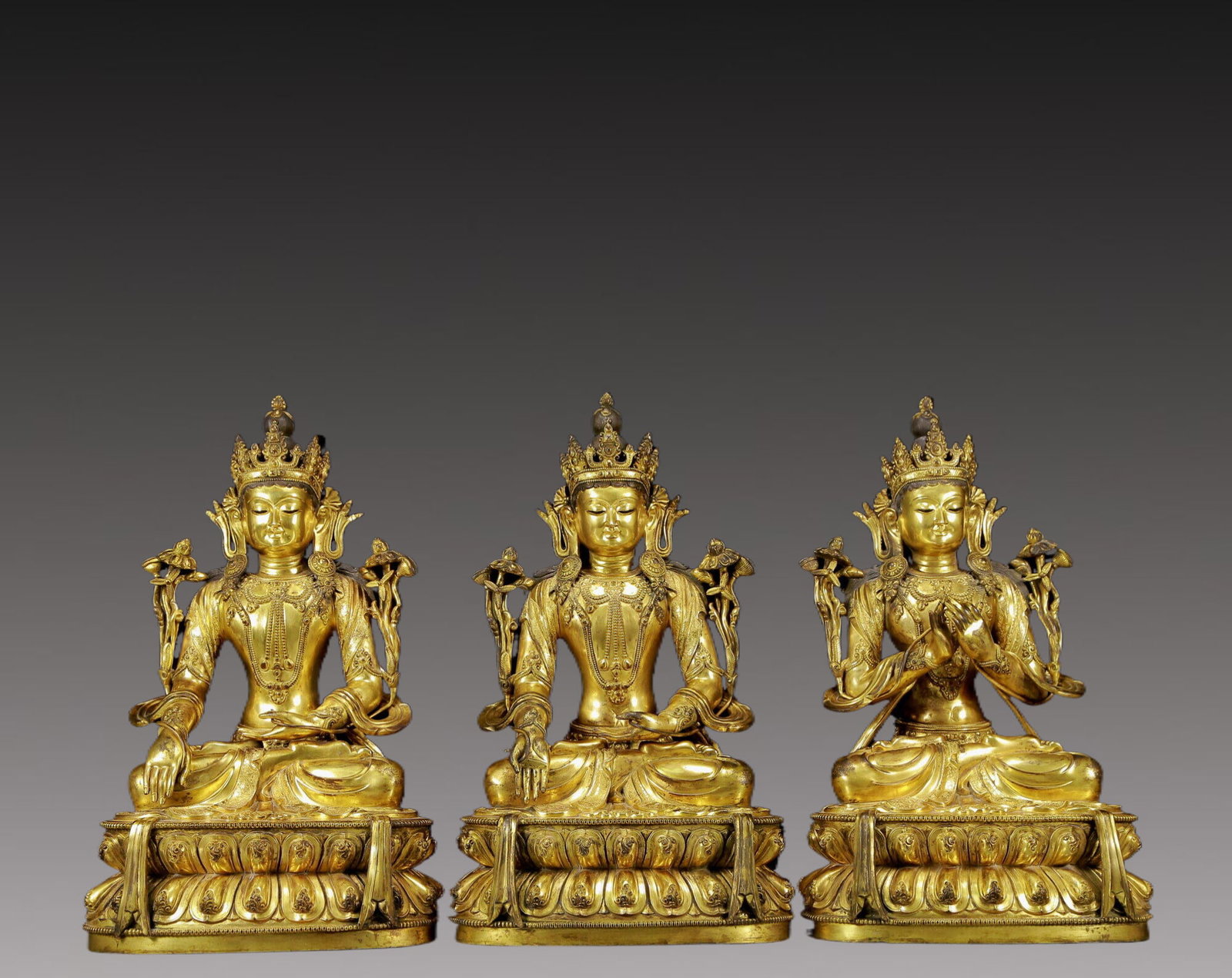 A Set of Solemn Gilt Bronze Statue of Tara (1 of 18)
