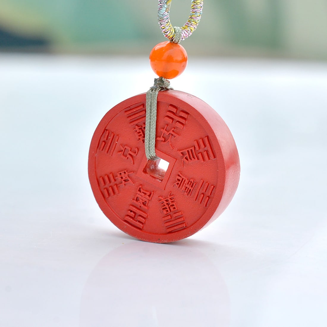 An Exquisite Cinnabar Trigram Pattern Pendant - 2