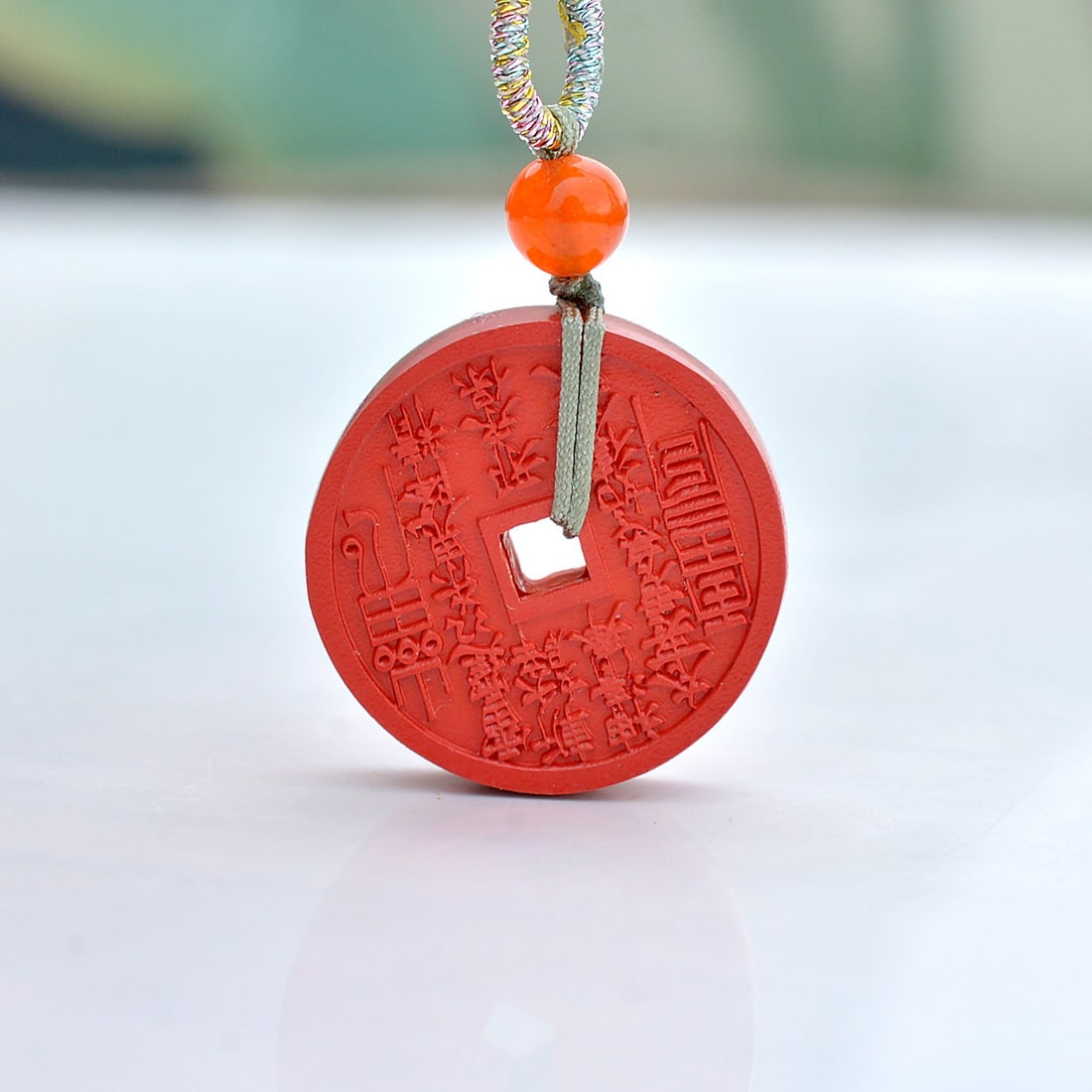 An Exquisite Cinnabar Trigram Pattern Pendant - 4