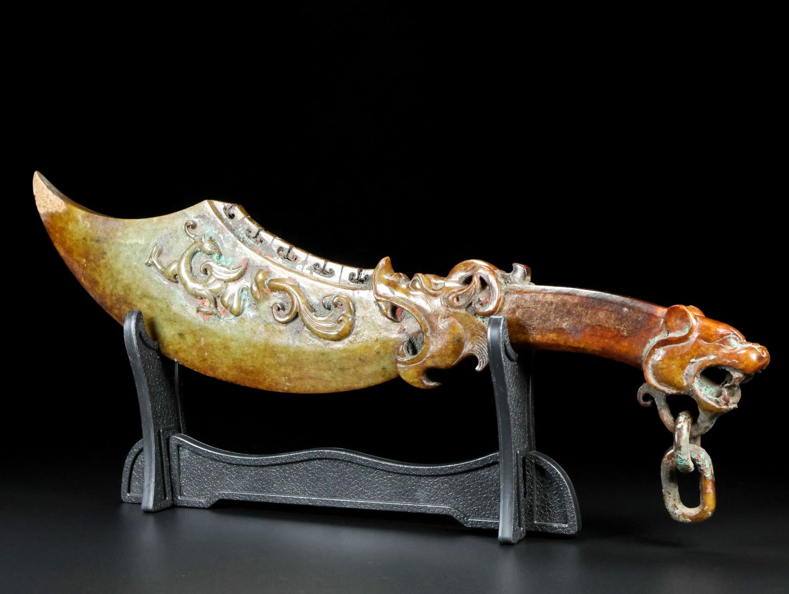 An Exquisite Archaic Jade Dragon Pattern Axe - 2