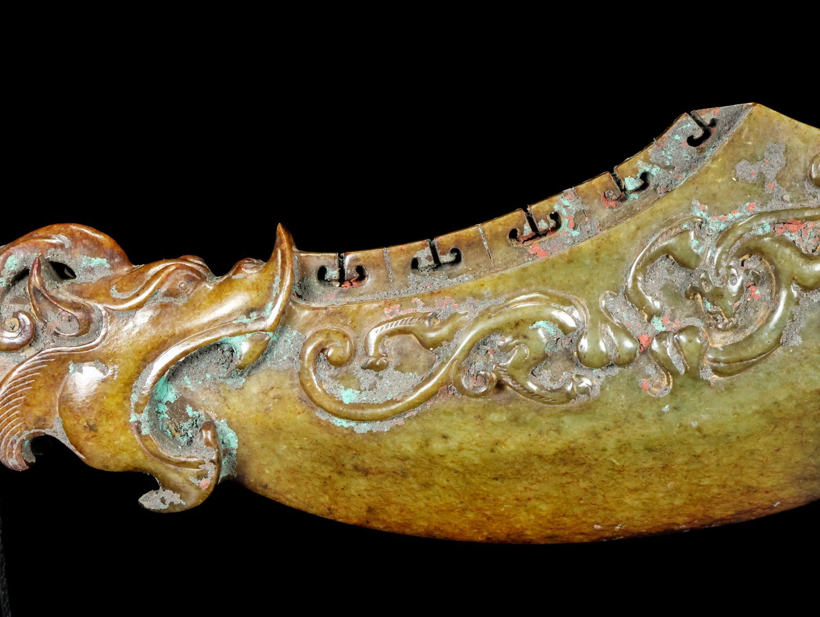 An Exquisite Archaic Jade Dragon Pattern Axe - 6