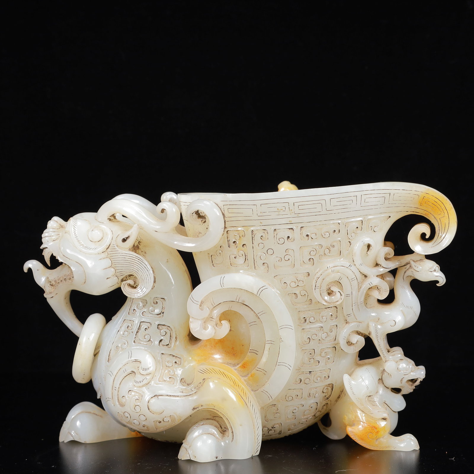An Exquisite White Jade Dragon and Phoenix Cup (1 of 16)
