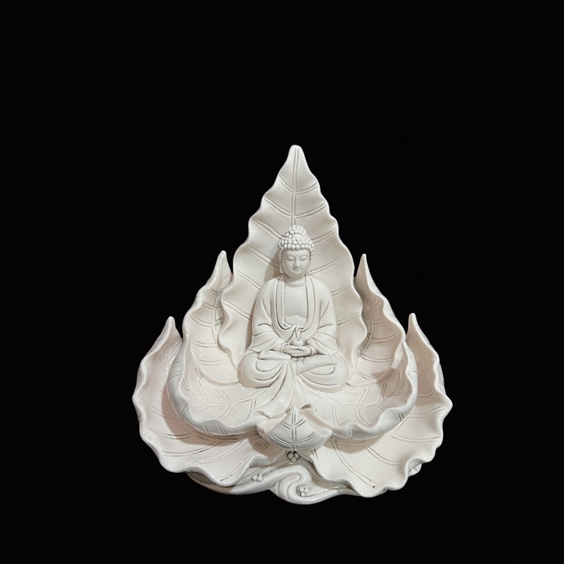 A Solemn Blance-De-Chine Statue of Sakyamuni: A Solemn Blance-De-Chine Statue of Sakyamuni,Ming Dynasty,China,He Chaozong Mark,Size:12.6in 