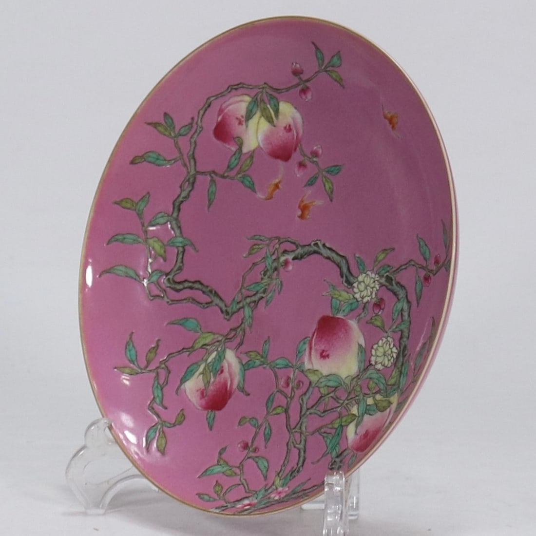 An Exquisite Ruby Red-Glazed Bats and Peach Pattern Plate - 2