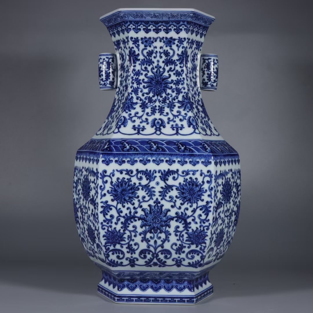 An Exquisite Blue and White Lotus Pattern Double-Ears Vase (1 of 9)
