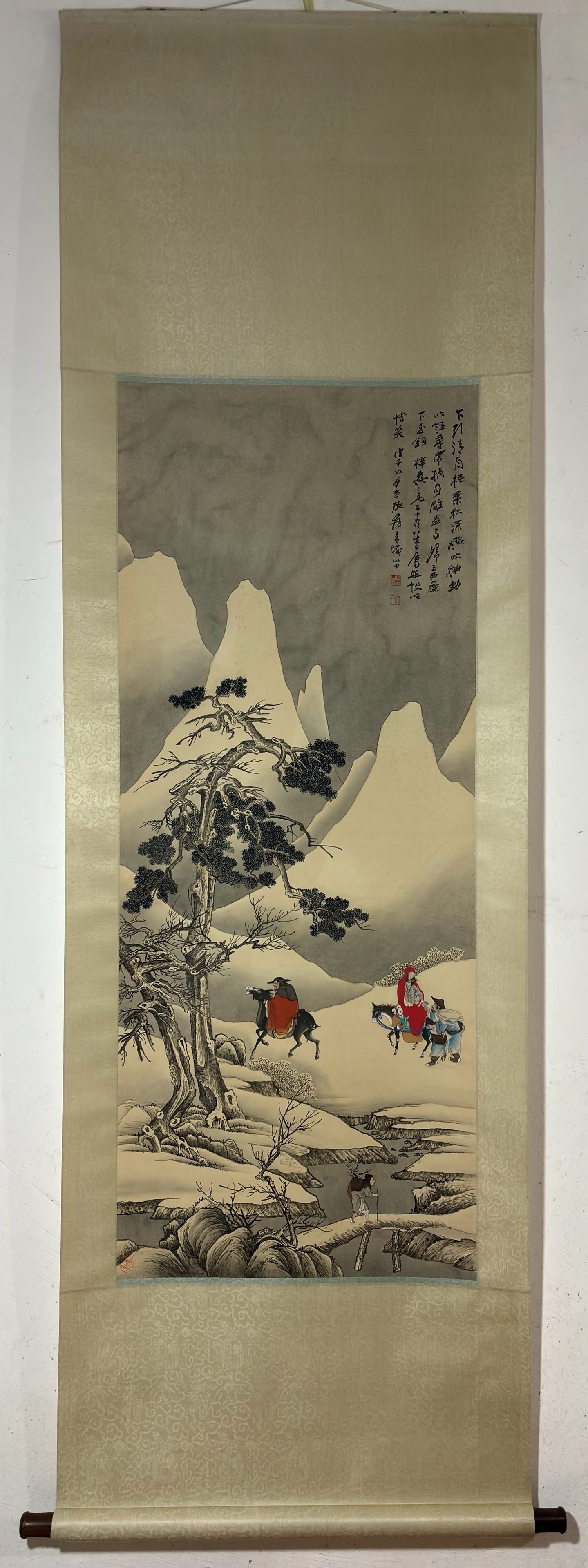 A Chinese Vertical Scroll Ink Painting of Character and Story on Paper: A Chinese Vertical Scroll Ink Painting of Character and Story on Paper,Zhang Daqian,Size:48.6inx19.7in 