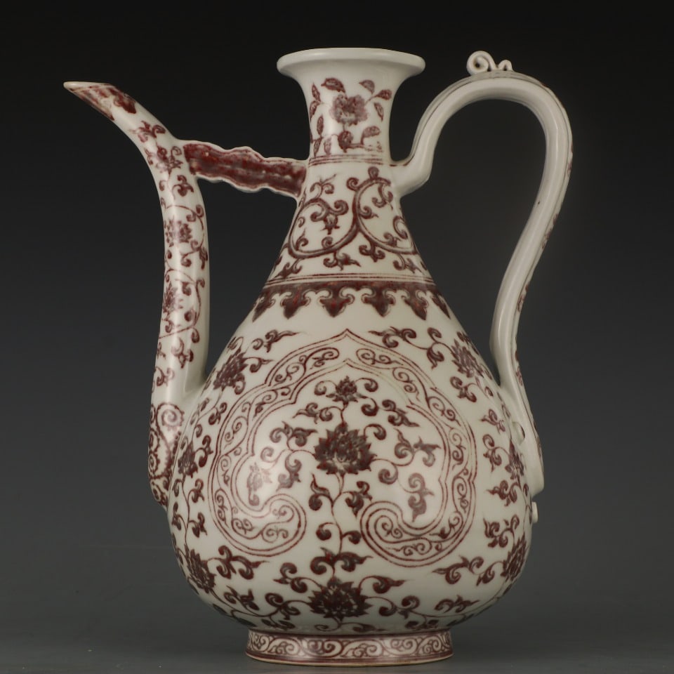 A Rare Underglaze-Red Lotus Pattern Ewer - 2