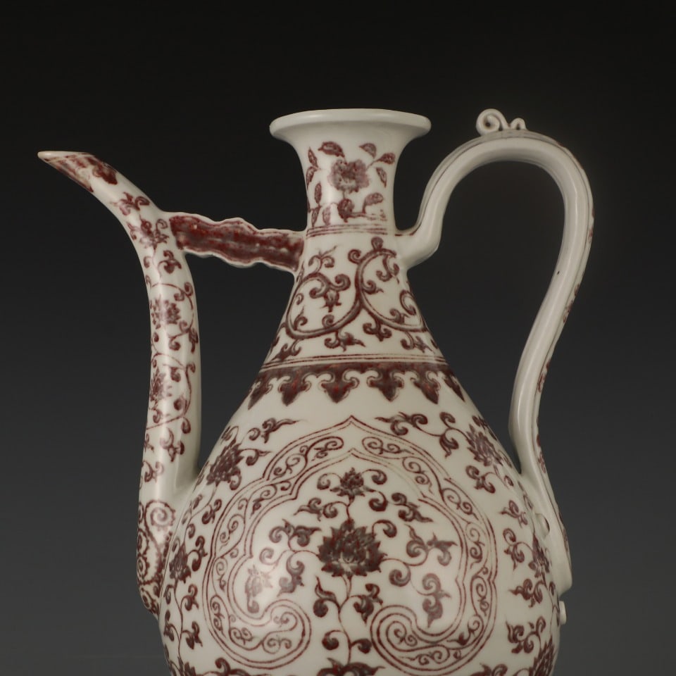 A Rare Underglaze-Red Lotus Pattern Ewer - 3