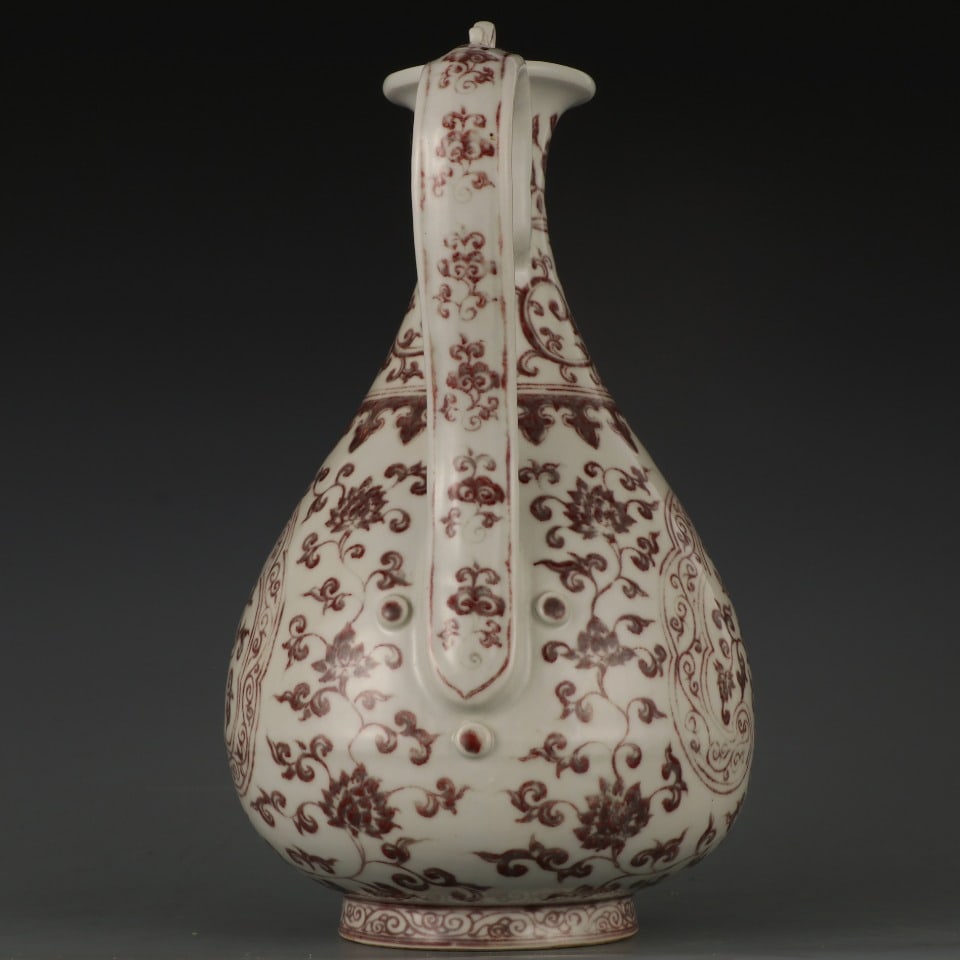 A Rare Underglaze-Red Lotus Pattern Ewer - 8