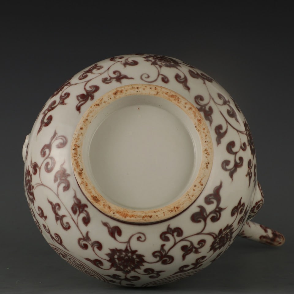A Rare Underglaze-Red Lotus Pattern Ewer - 9