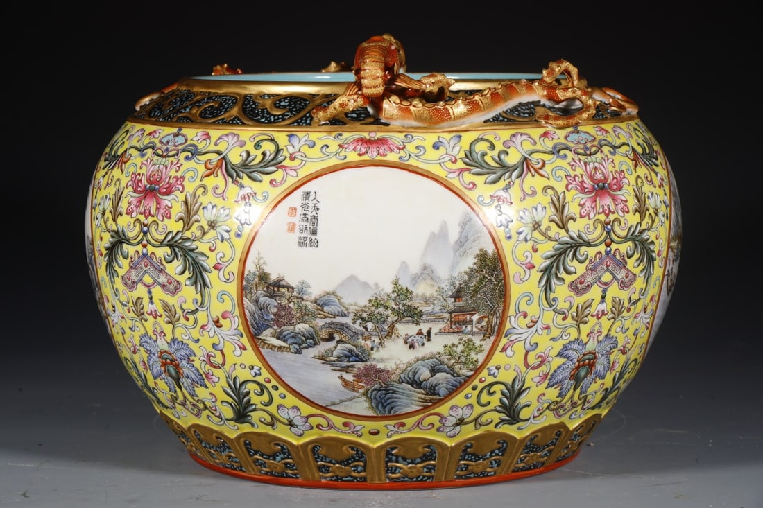 An Exquisite Enamel Landscape Pattern Vat - 4