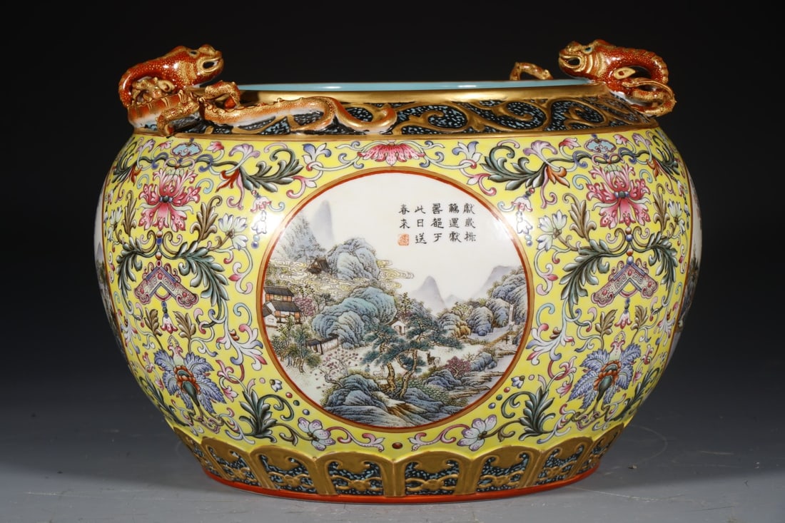 An Exquisite Enamel Landscape Pattern Vat - 5