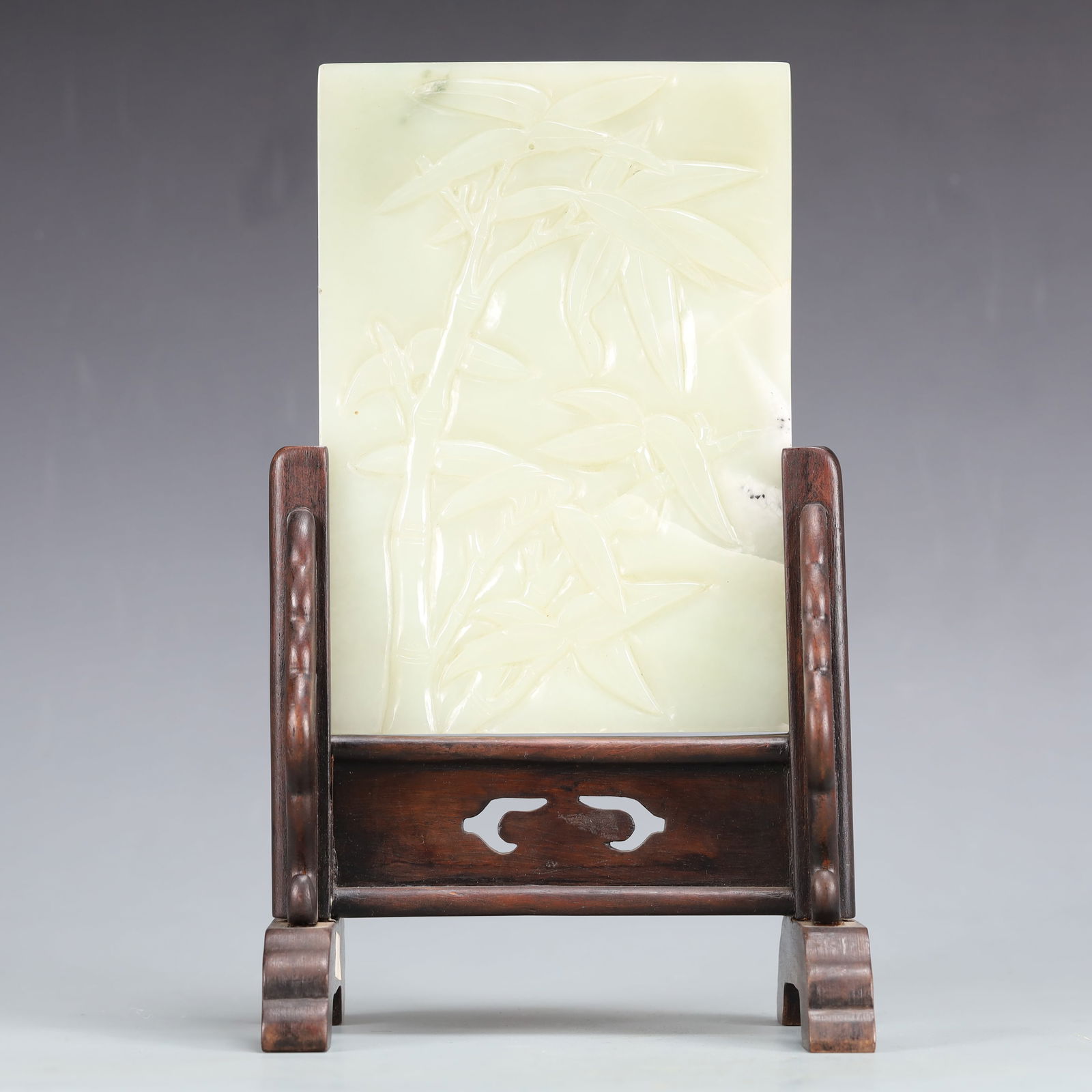 An Exquisite White Jade Poem Table Screen: An Exquisite White Jade Poem Table Screen,Qing Dynasty, China,Size:5.9inx3.9inx10.2in Weight:900g 白玉诗文台屏,中国清代