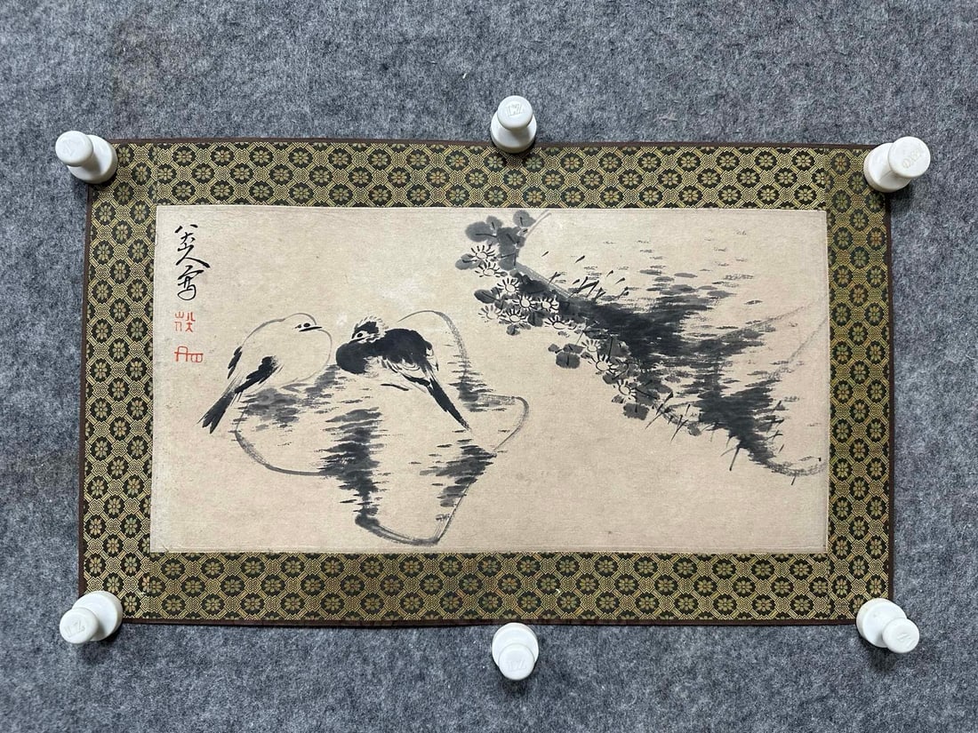 A Chinese Ink Painting of Flower and Bird on Paper: A Chinese Ink Painting of Flower and Bird on Paper,Bada Shanren,Size:9.8inx19.1in 一幅中国水墨花鸟画,八大山人