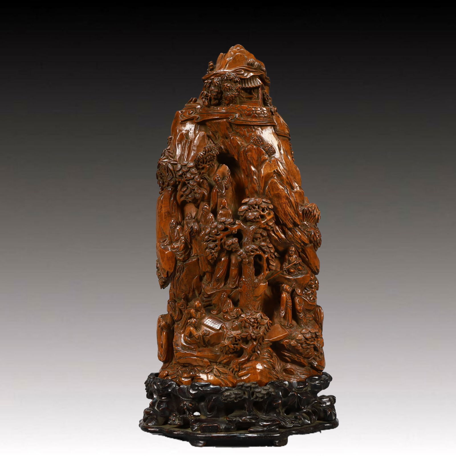 A Rare Boxwood Carved Landscape and Figure Pattern Ornament (1 of 9)