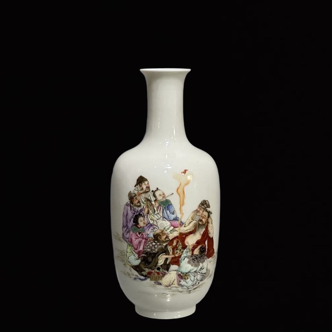An Exquisite Famille-Rose Figure Pattern Vase,with Poem: An Exquisite Famille-Rose Figure Pattern Vase,with Poem,Qing Dynasty,China,Qianlong Four-Character Mark,Size:9.1inx5.2in 粉彩人物纹瓶,带诗文,È
