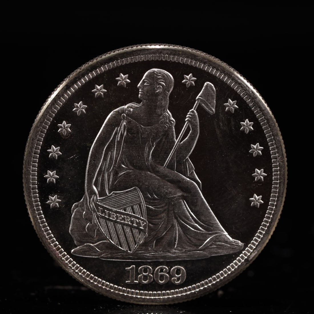 USA One Dollar 1869 Coin: American coin. IN GOD WE TRUST / LIBERTY / 1869 / UNITED STATES OF AMERICA / ONE DOL. Weight:26.9g.