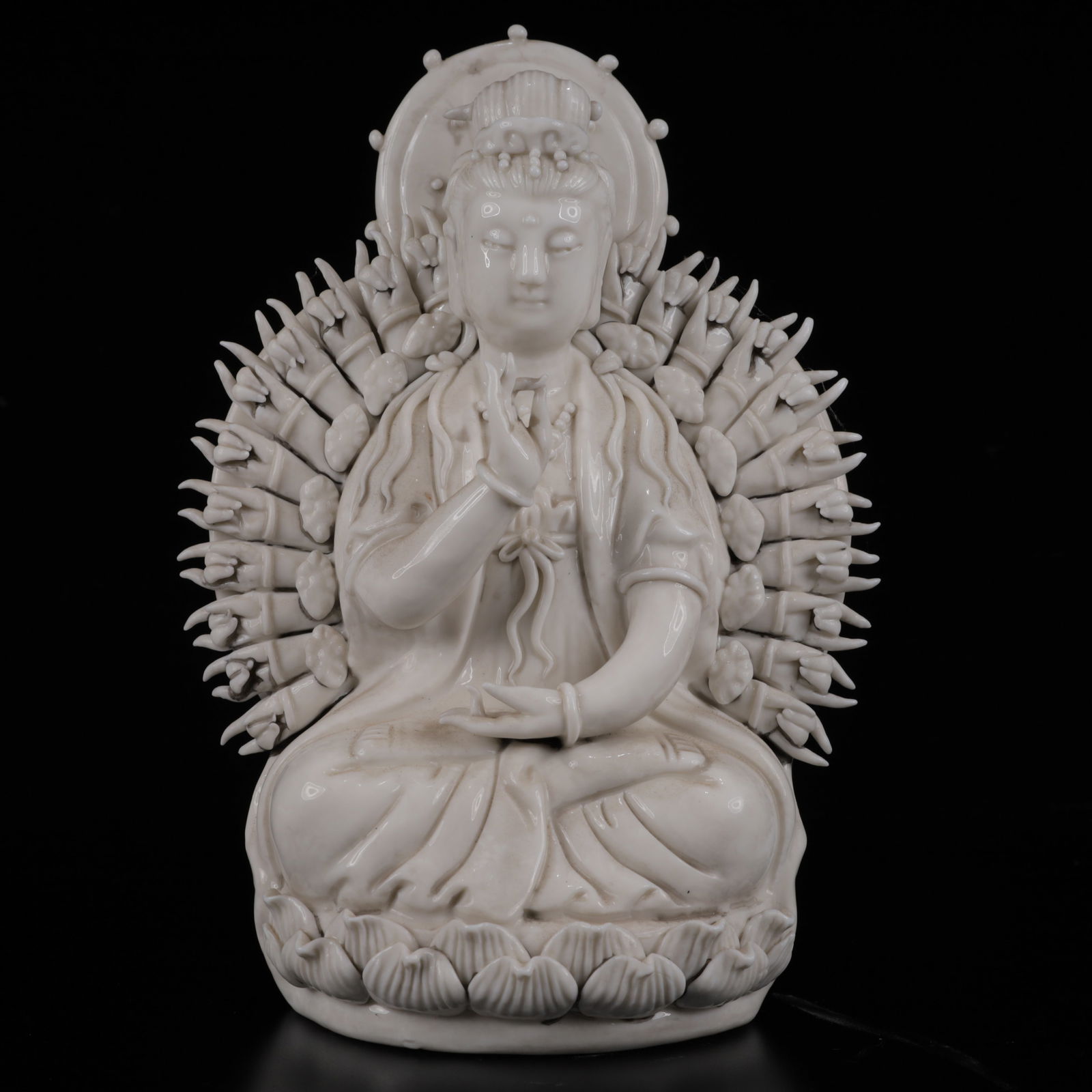 An Exquisite Blance-De-Chine Statue of Thousand-Hand Avalokitesvara (1 of 8)