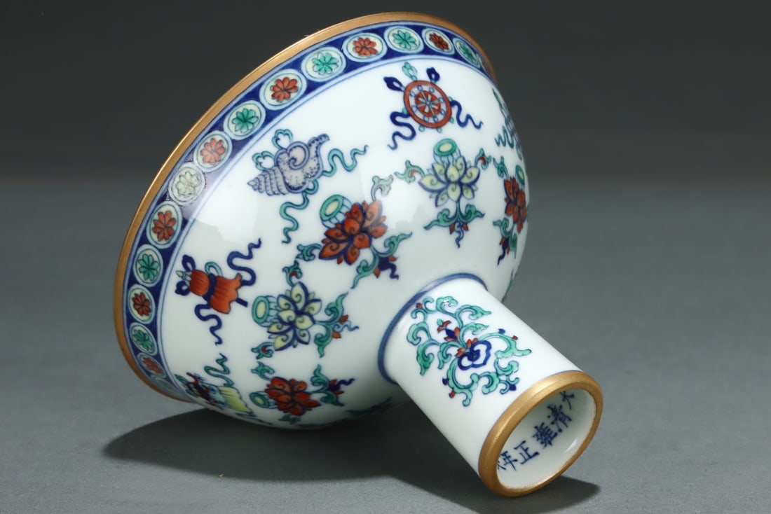 An Exquisite Doucai Eight Treasures Pattern Stem Cup - 7