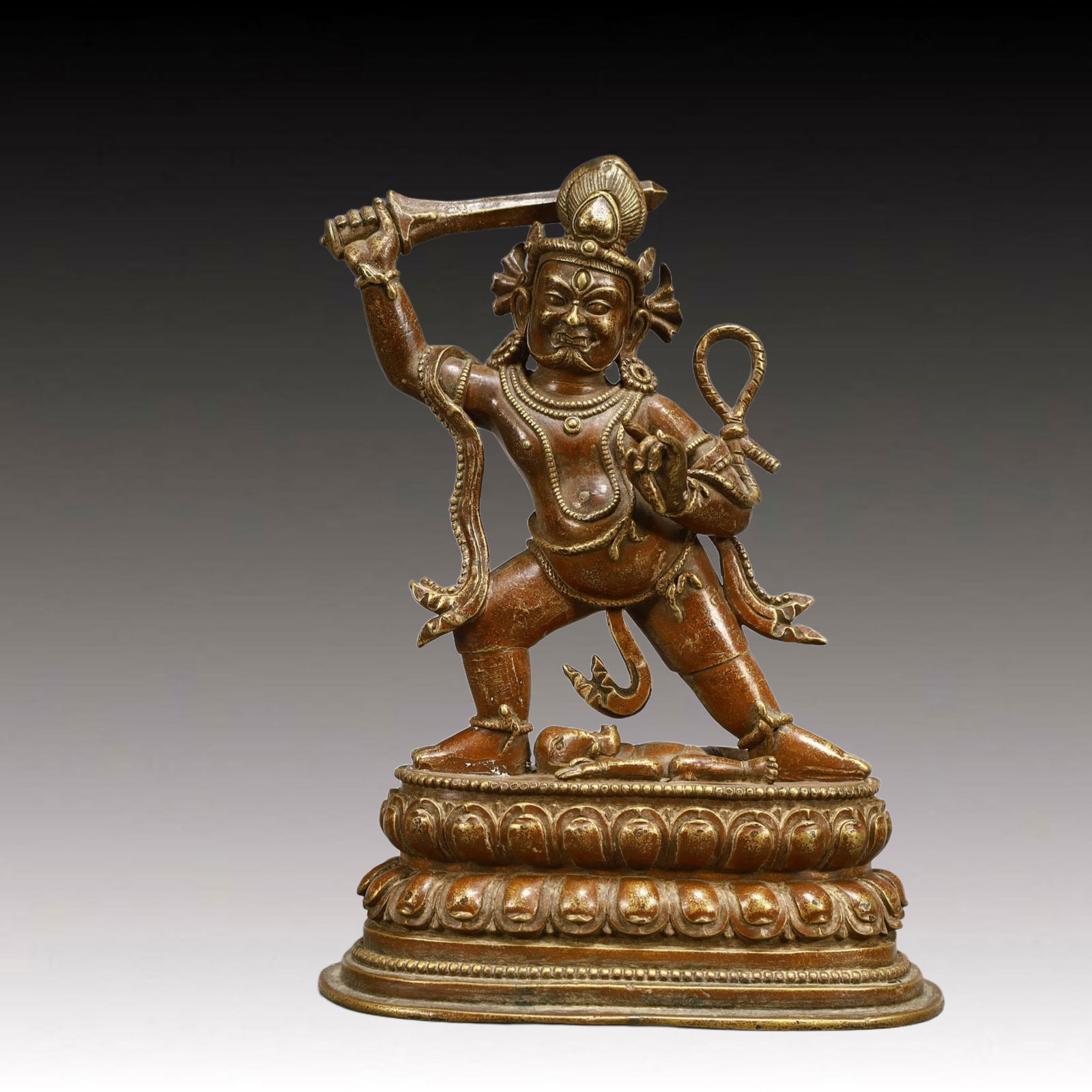A Solemn Bronze Statue of Vajra: A Solemn Bronze Statue of Vajra,Ming Dynasty, China,Size:5.7inx3.3inx8.3in,Weight:1000g 铜金刚像,中国明代