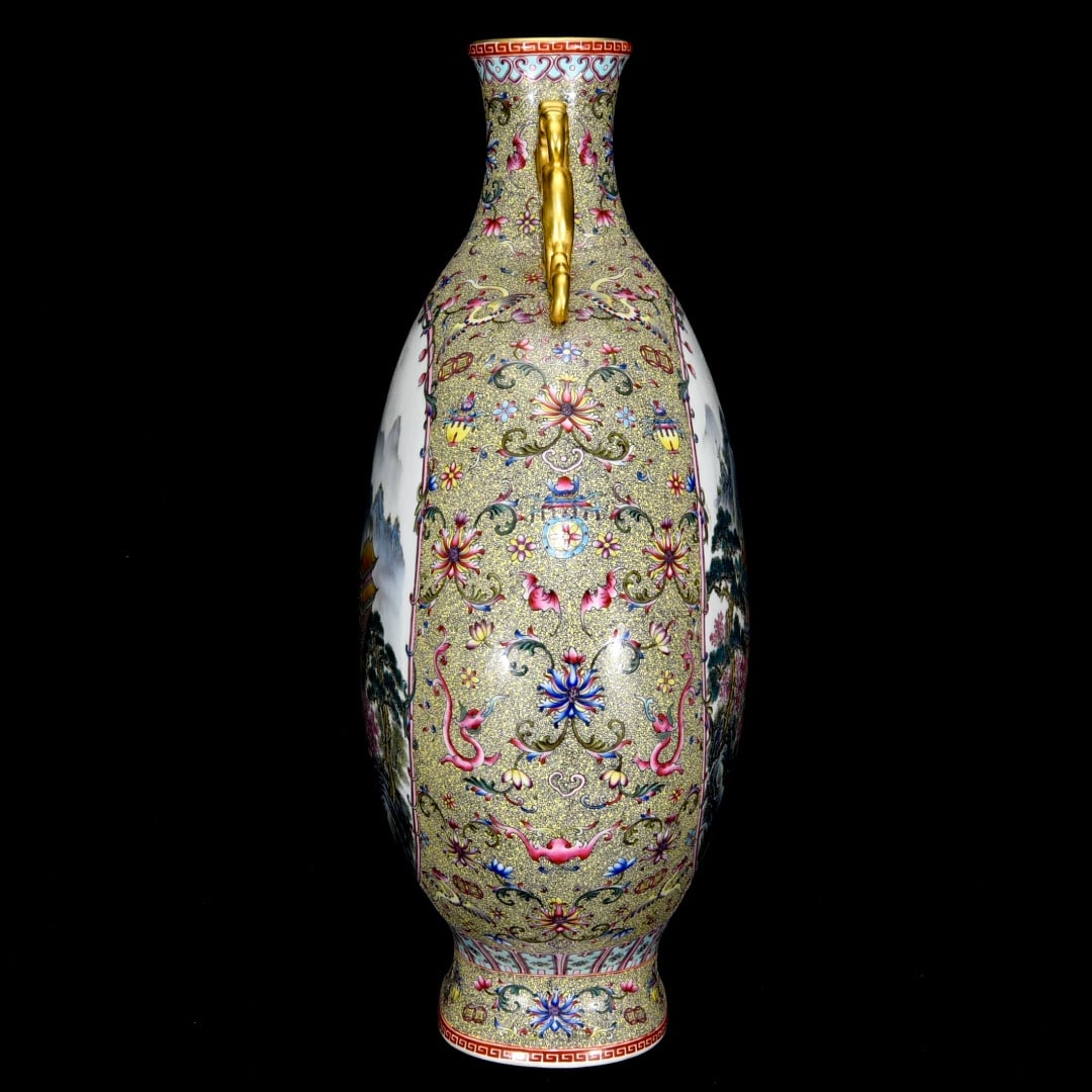 A Huge Enamel Landscape Pattern Double-Ears Vase - 2