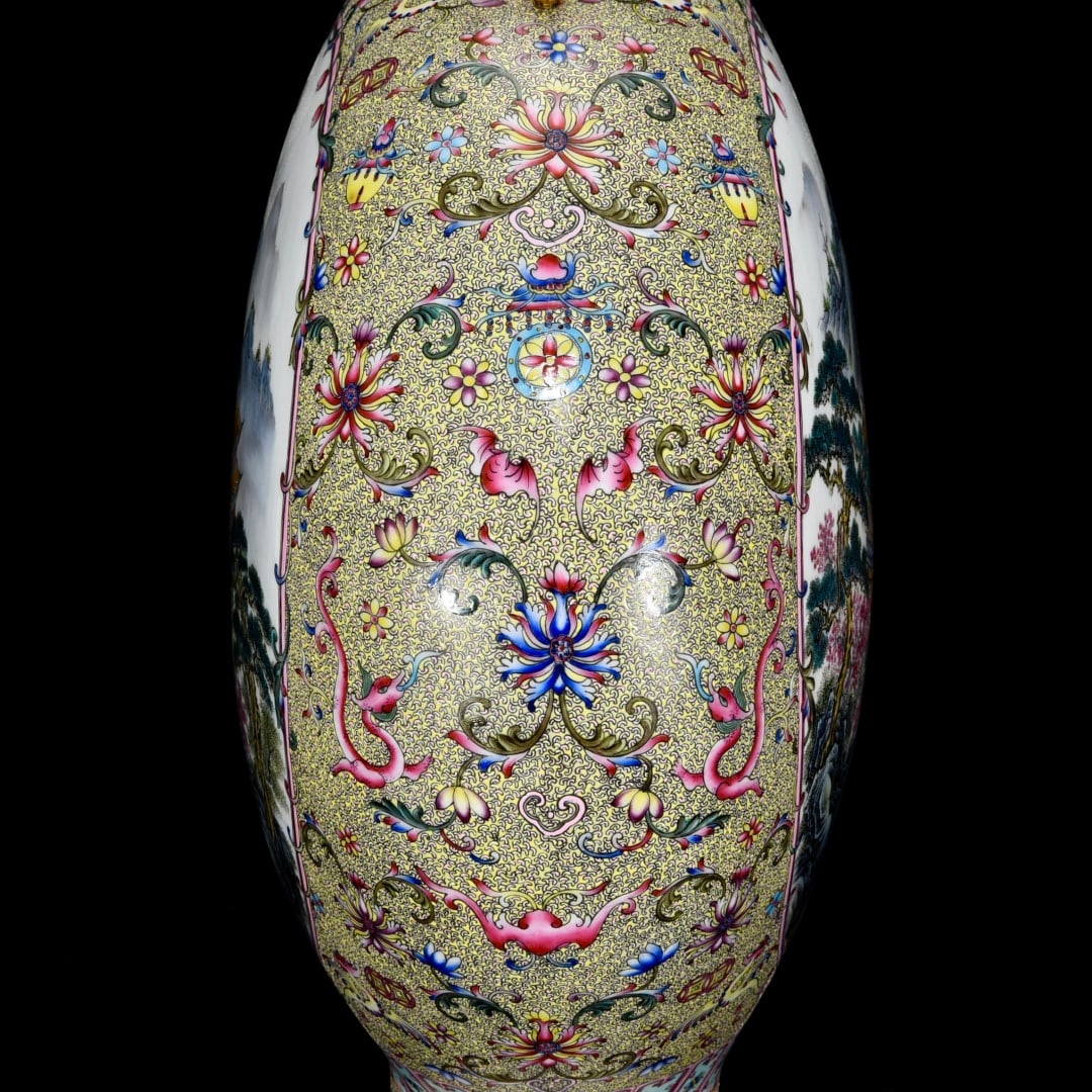 A Huge Enamel Landscape Pattern Double-Ears Vase - 6
