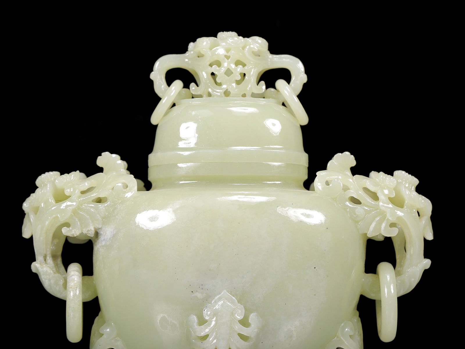 An Exquisite White Jade Flower Pattern Double-Ears Bottle - 2