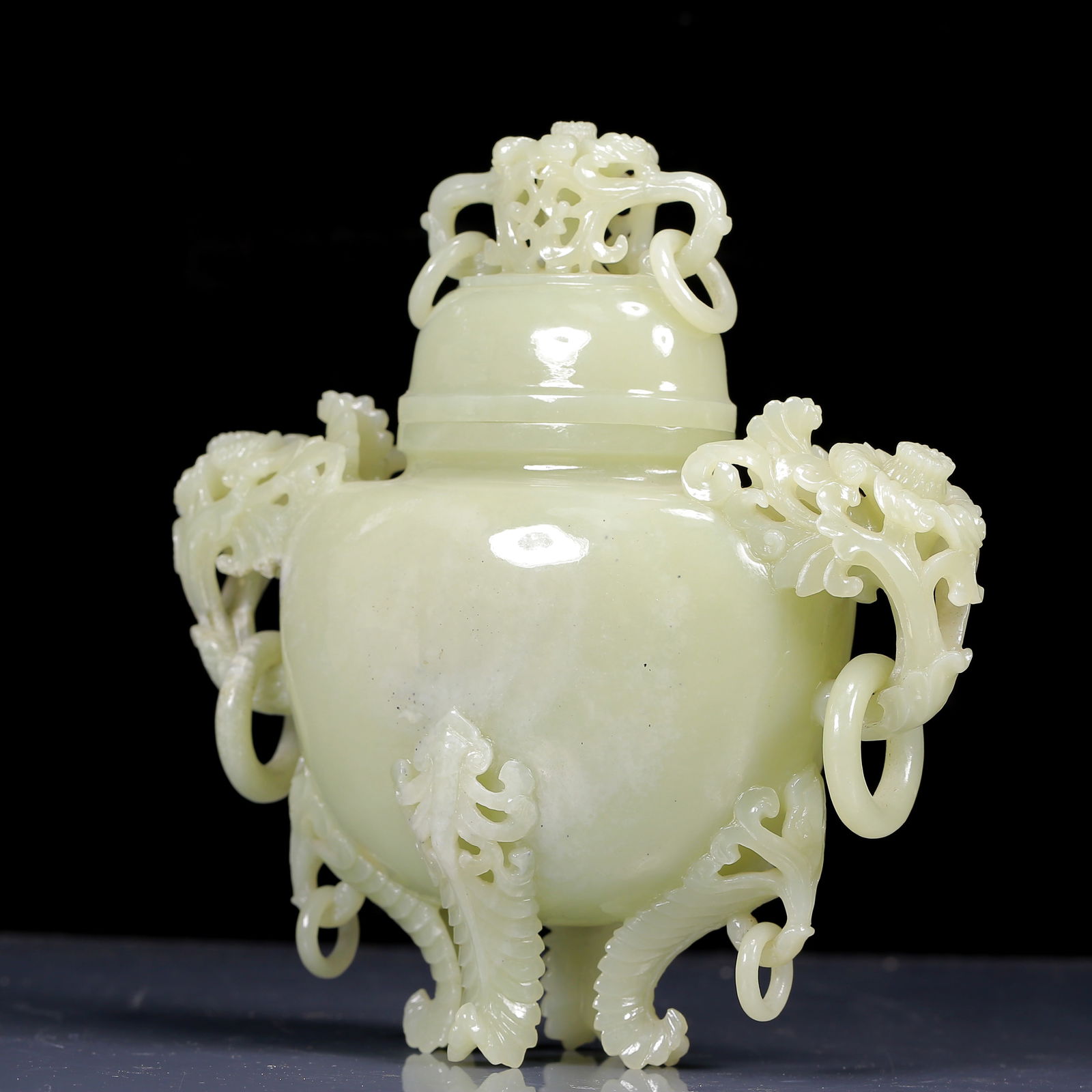 An Exquisite White Jade Flower Pattern Double-Ears Bottle - 4
