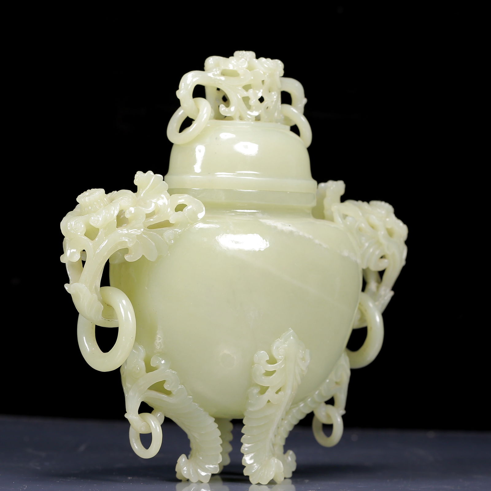 An Exquisite White Jade Flower Pattern Double-Ears Bottle - 6