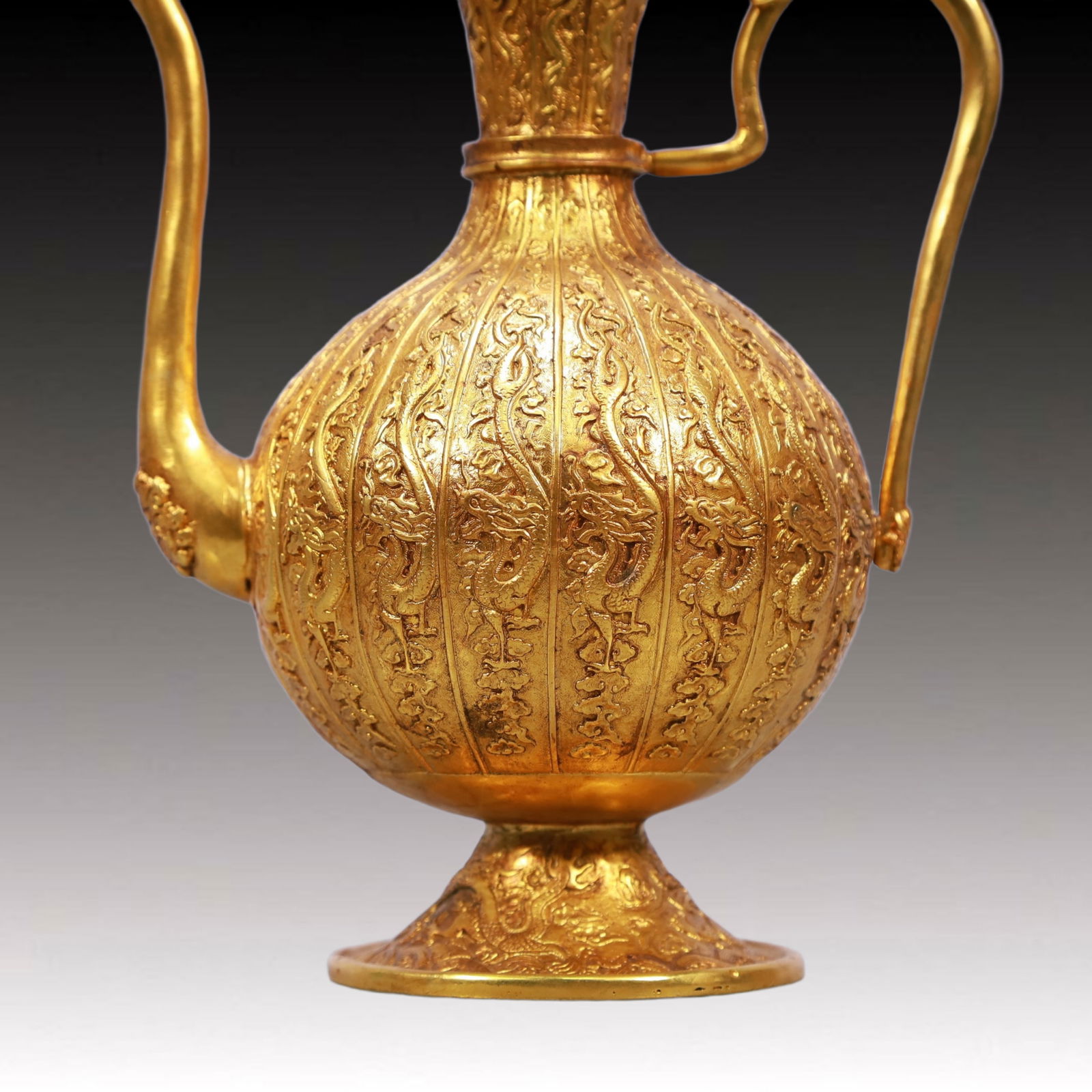 A Rare Gilt Bronze Dragon Pattern Ewer - 3