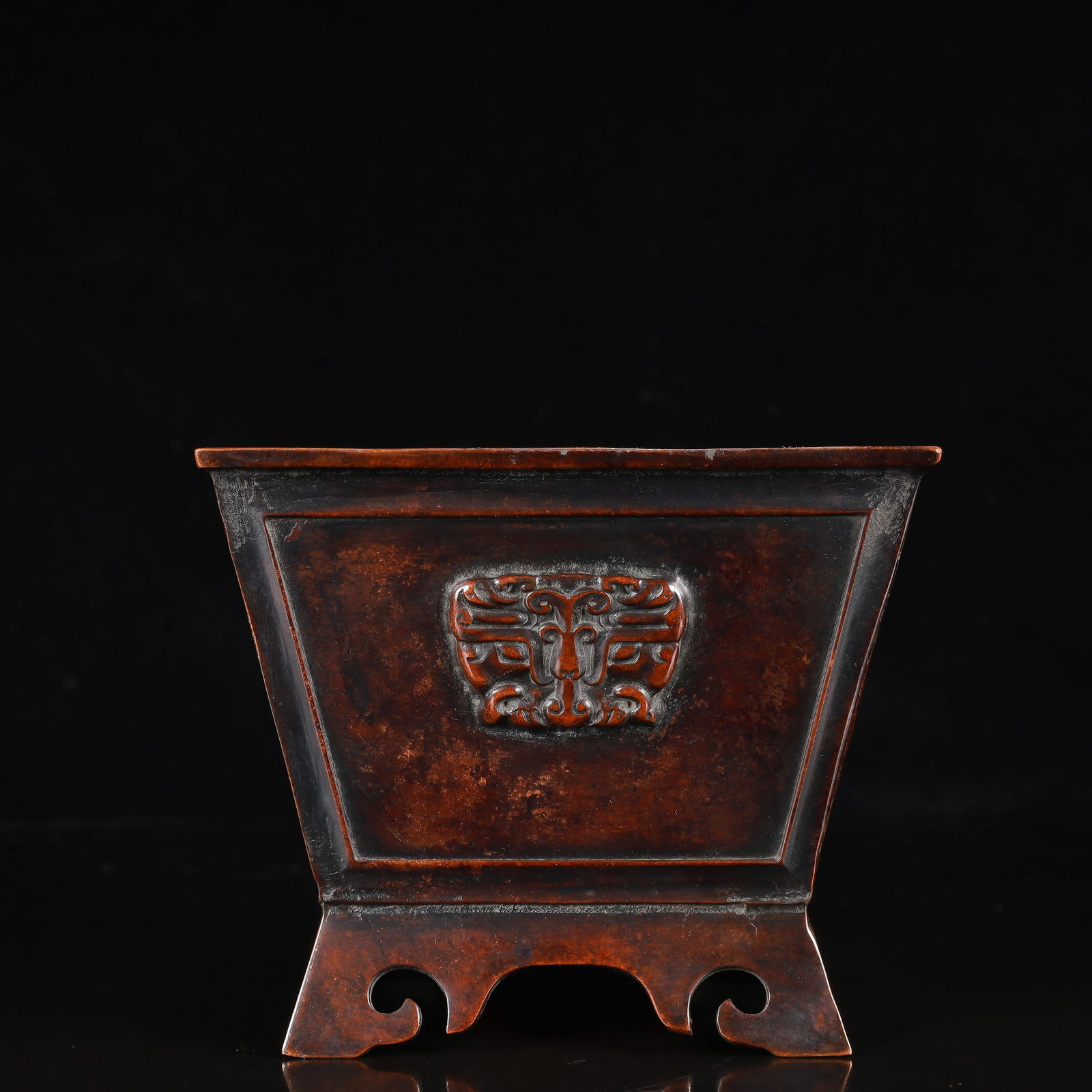 A Rare Bronze Beast-Face Pattern Censer - 3