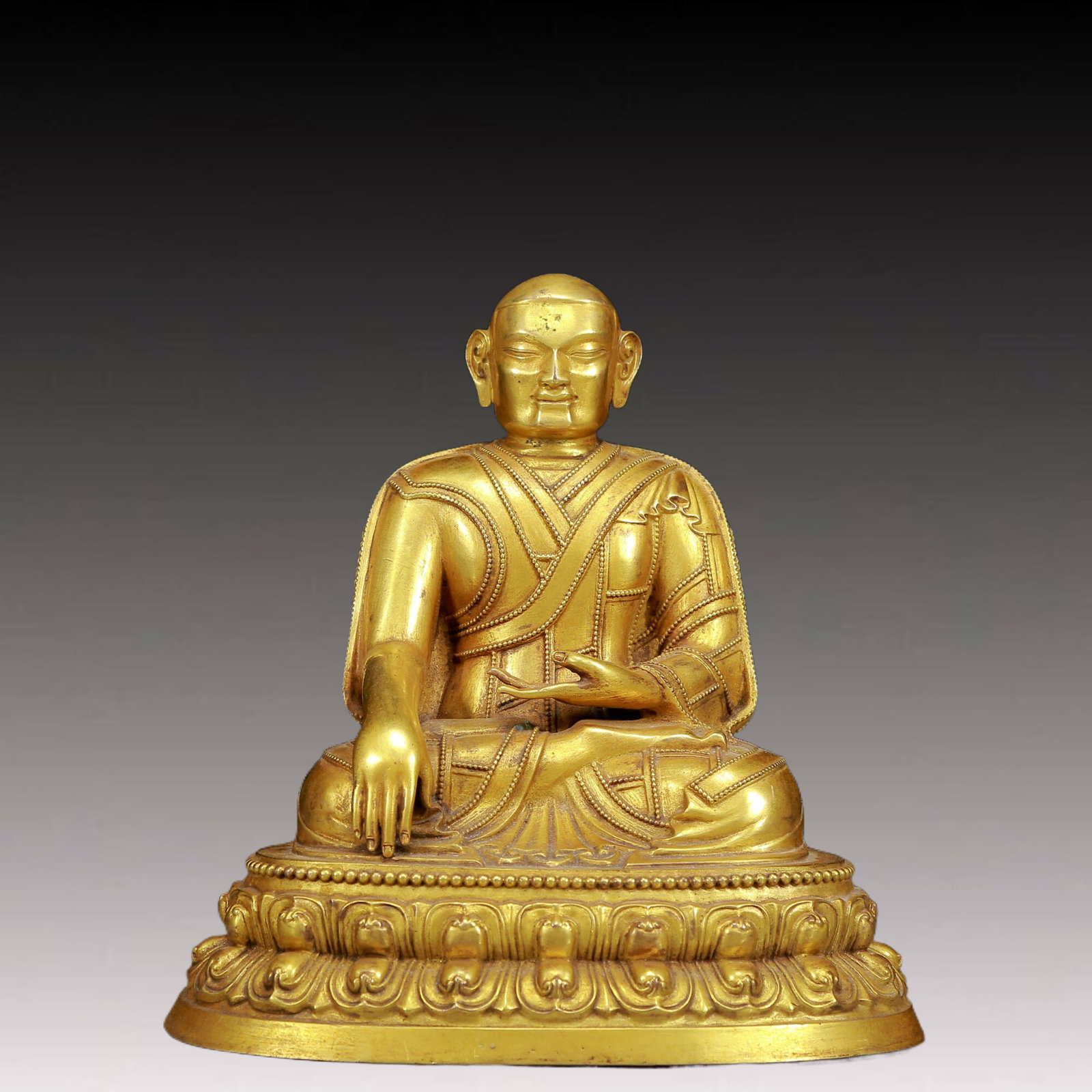A Solemn Gilt Bronze Statue of Guru (1 of 9)