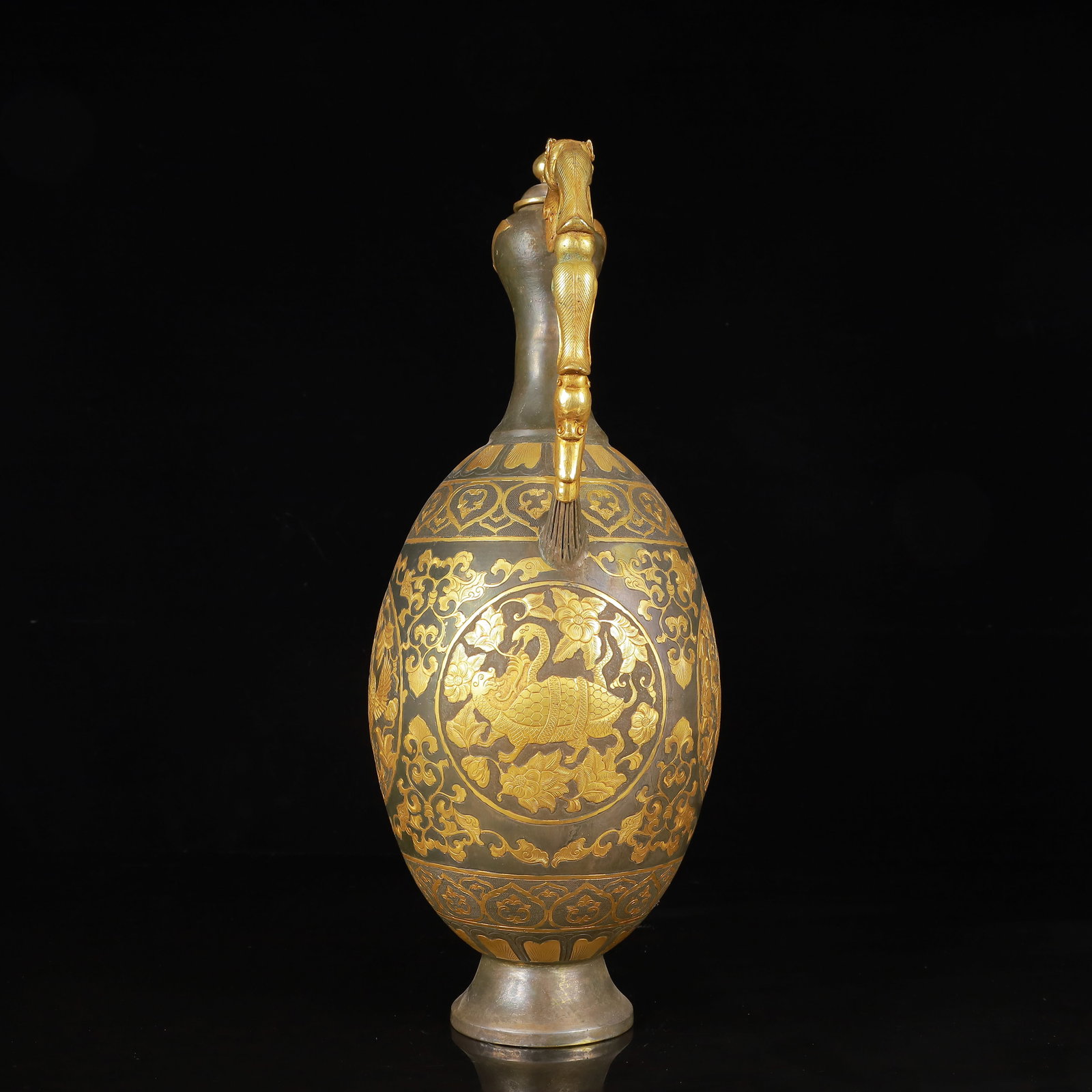 A Huge Gilt Silver Auspicious Beast Pattern Ewer - 14