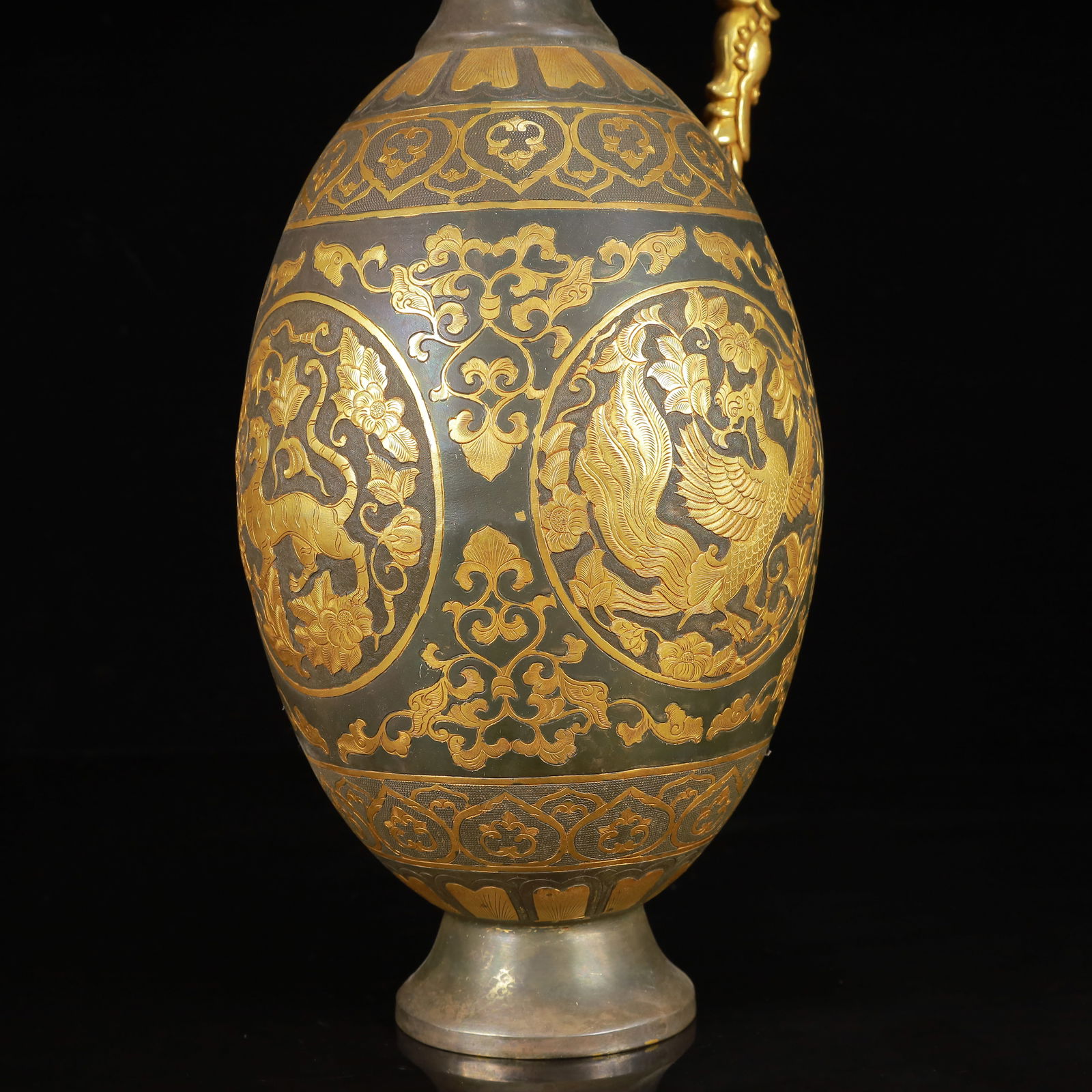 A Huge Gilt Silver Auspicious Beast Pattern Ewer - 6