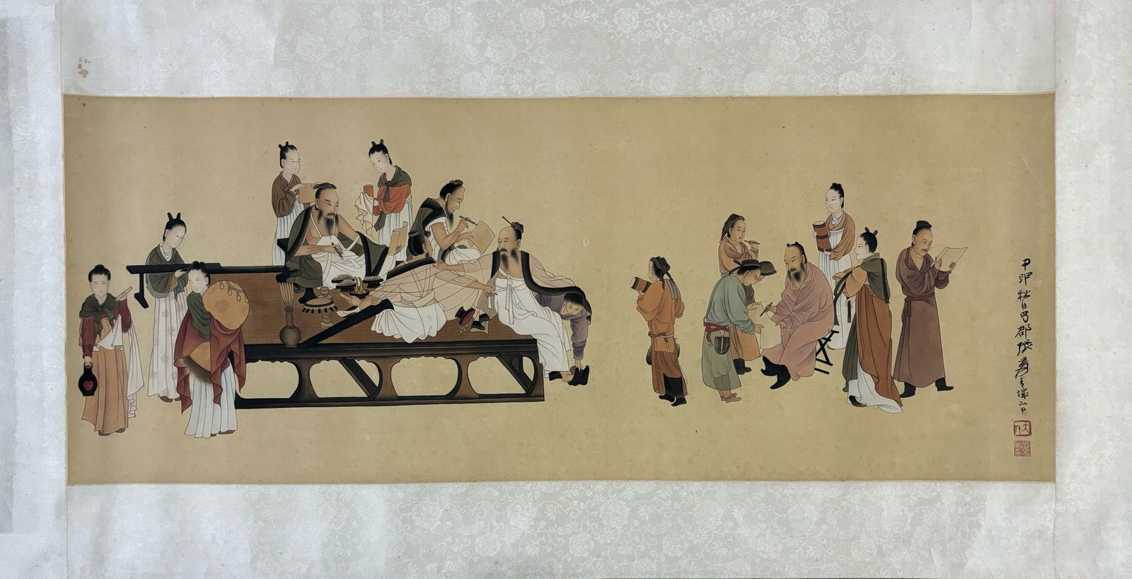 A Chinese Ink Painting of Figure and Story on Silk: A Chinese Ink Painting of Figure and Story on Silk,Zhang Daqian,Size:36.2inx14.2in 
