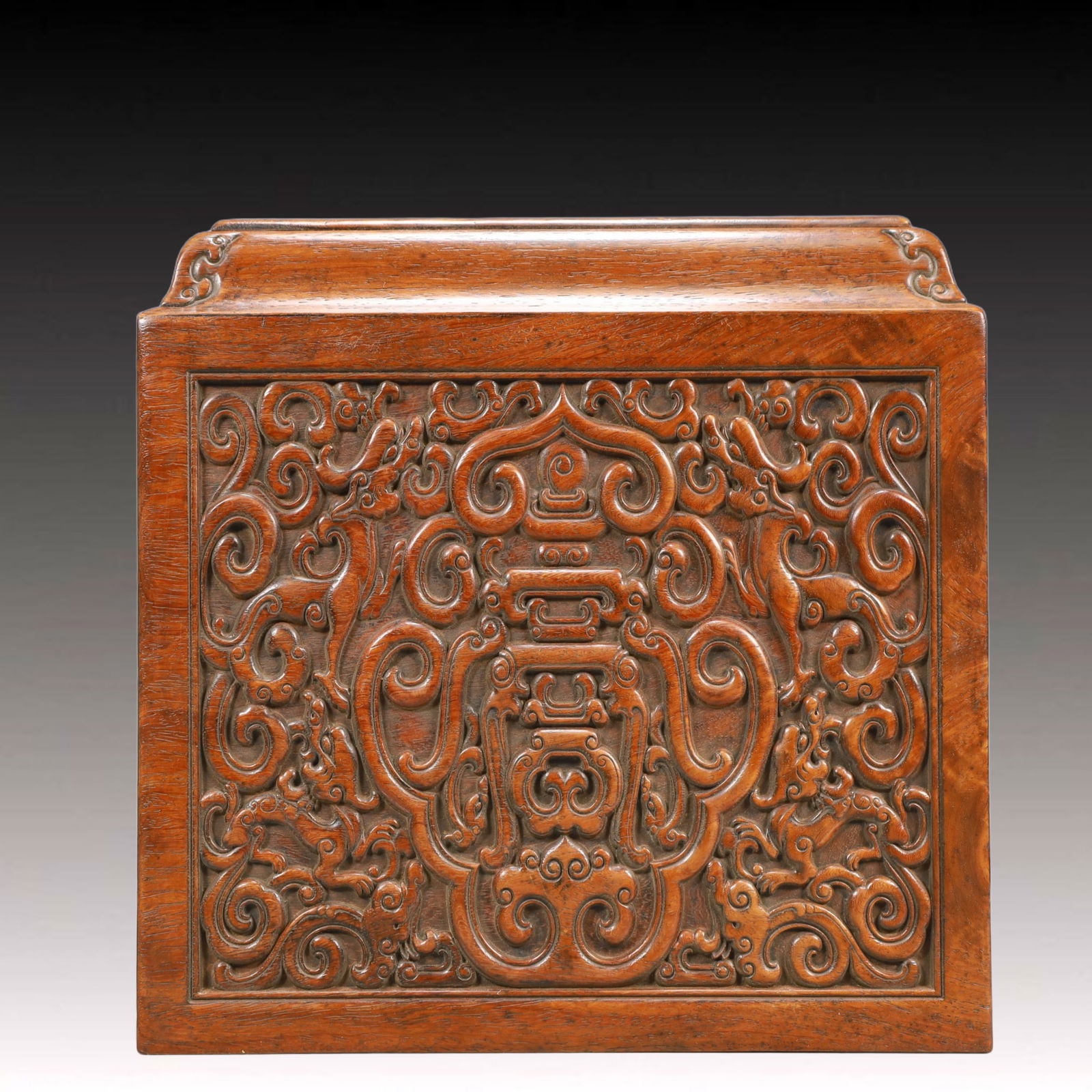 A Huge Boxwood Dragon Pattern Box - 4