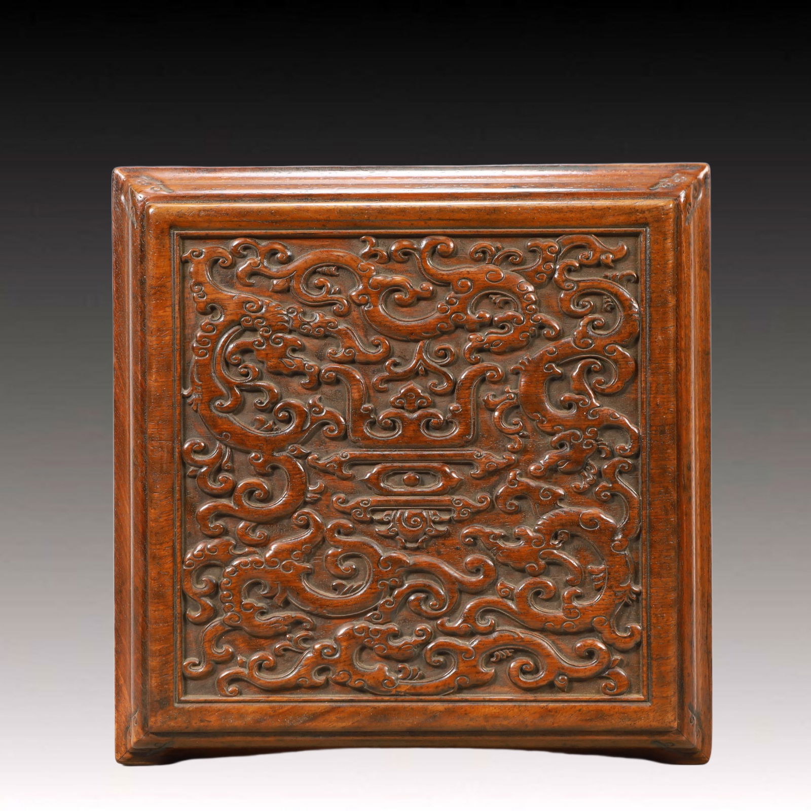 A Huge Boxwood Dragon Pattern Box - 5