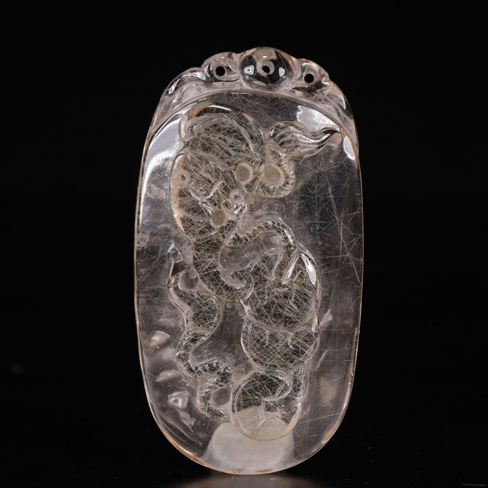 An Exquisite Crystal Auspicious Beast Pendant: An Exquisite Crystal Auspicious Beast Pendant,Size:1.6inx0.6inx2.8in,Weight:59g 水晶瑞兽挂件