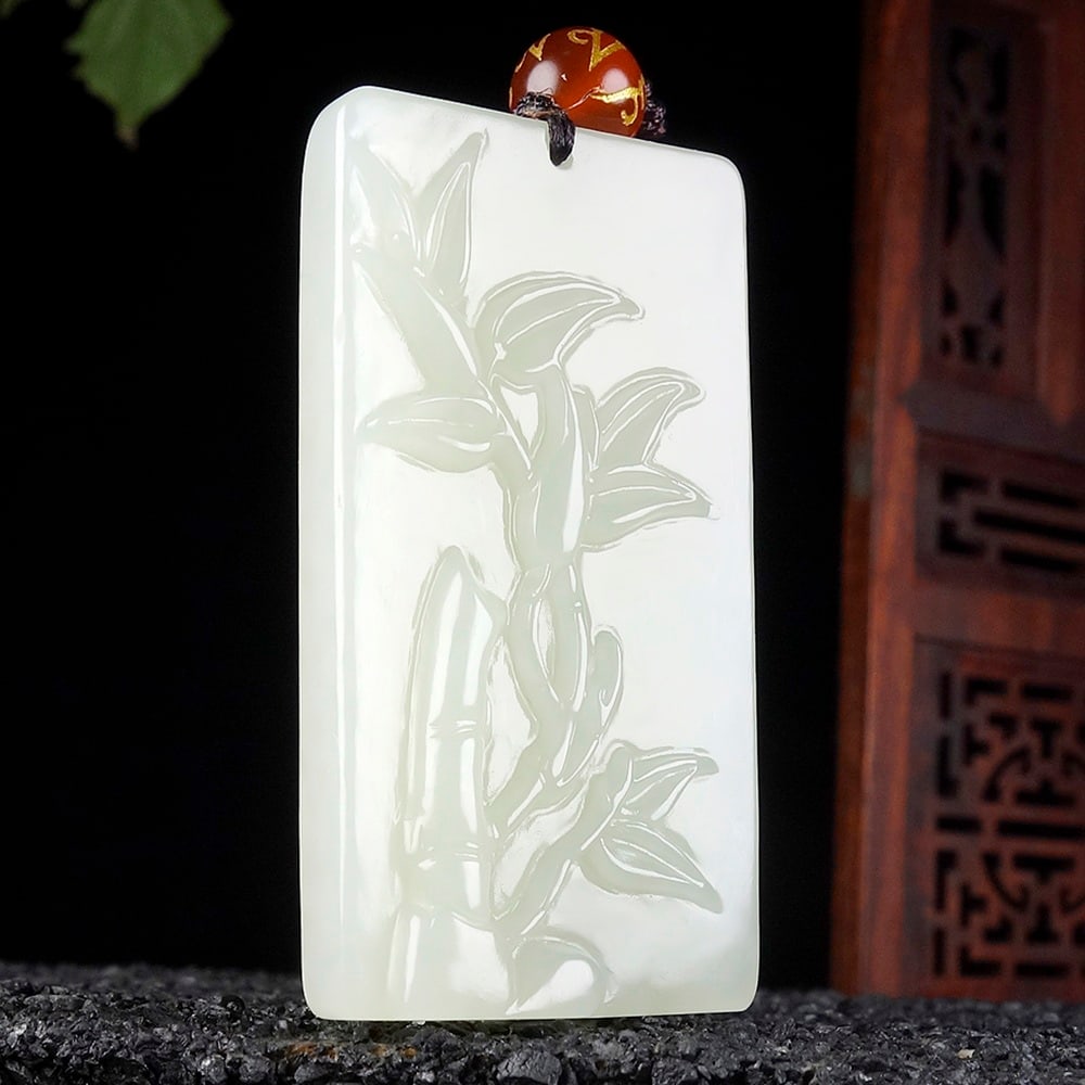 An Exquisite White Jade Bamboo Pattern Pendant - 3