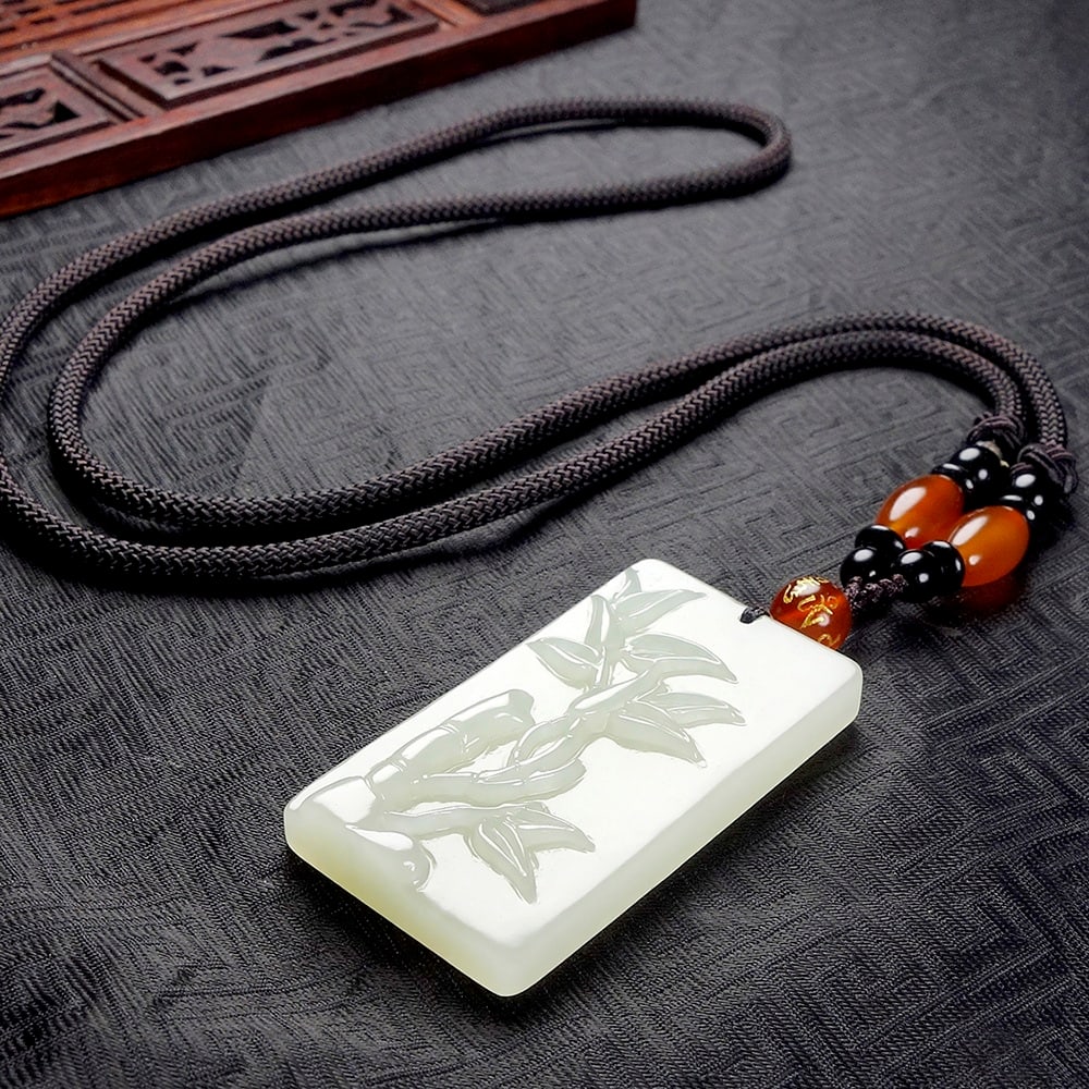 An Exquisite White Jade Bamboo Pattern Pendant - 6