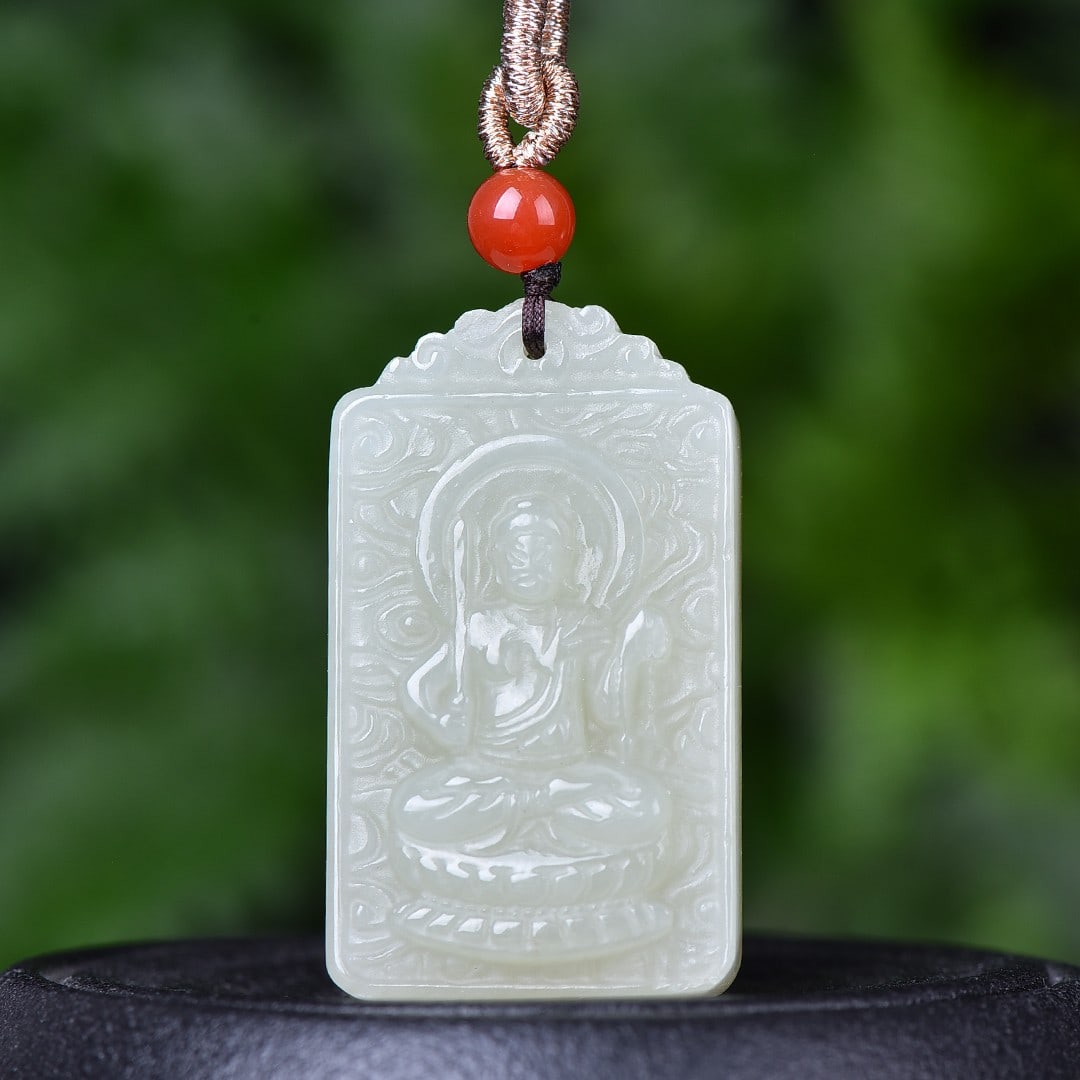 A Set of Fine White Jade Buddha Statue Pendants: A Set of Fine White Jade Buddha Statue Pendants,Size:0.9inx1.5in 一套白玉佛像挂件