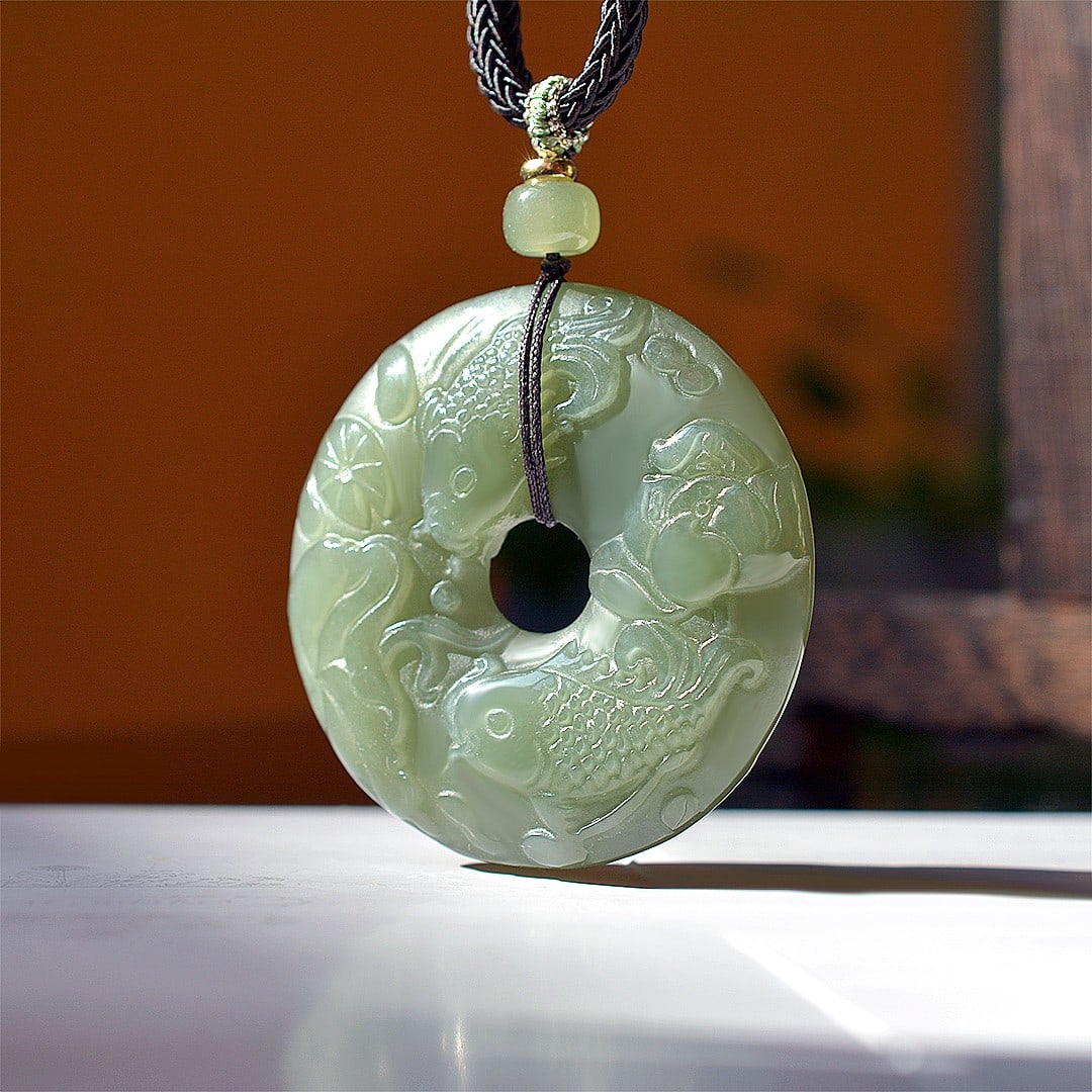 An Exquisite Greenish Jade Fish Pattern Pendant - 4
